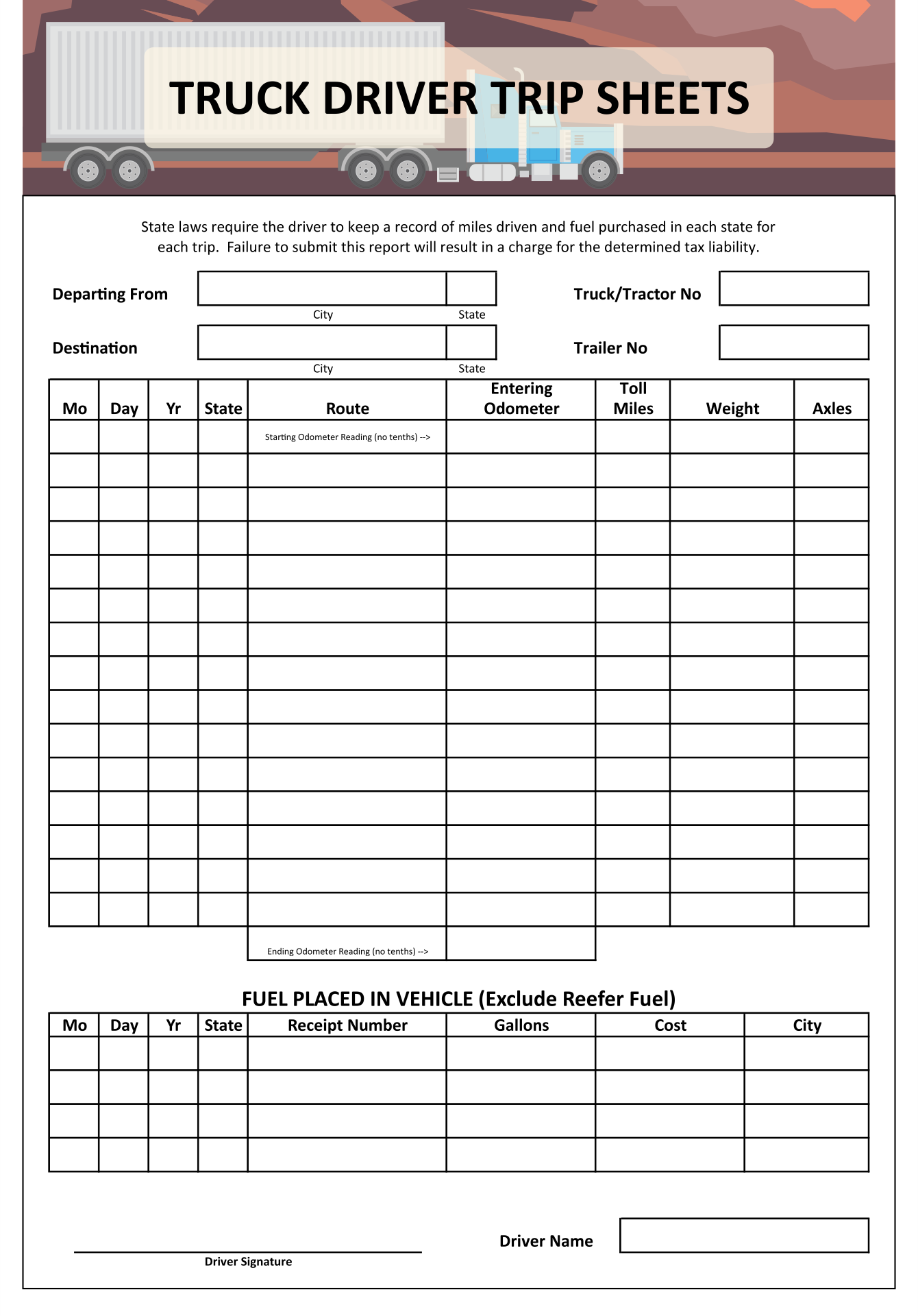 lorry trip sheet format