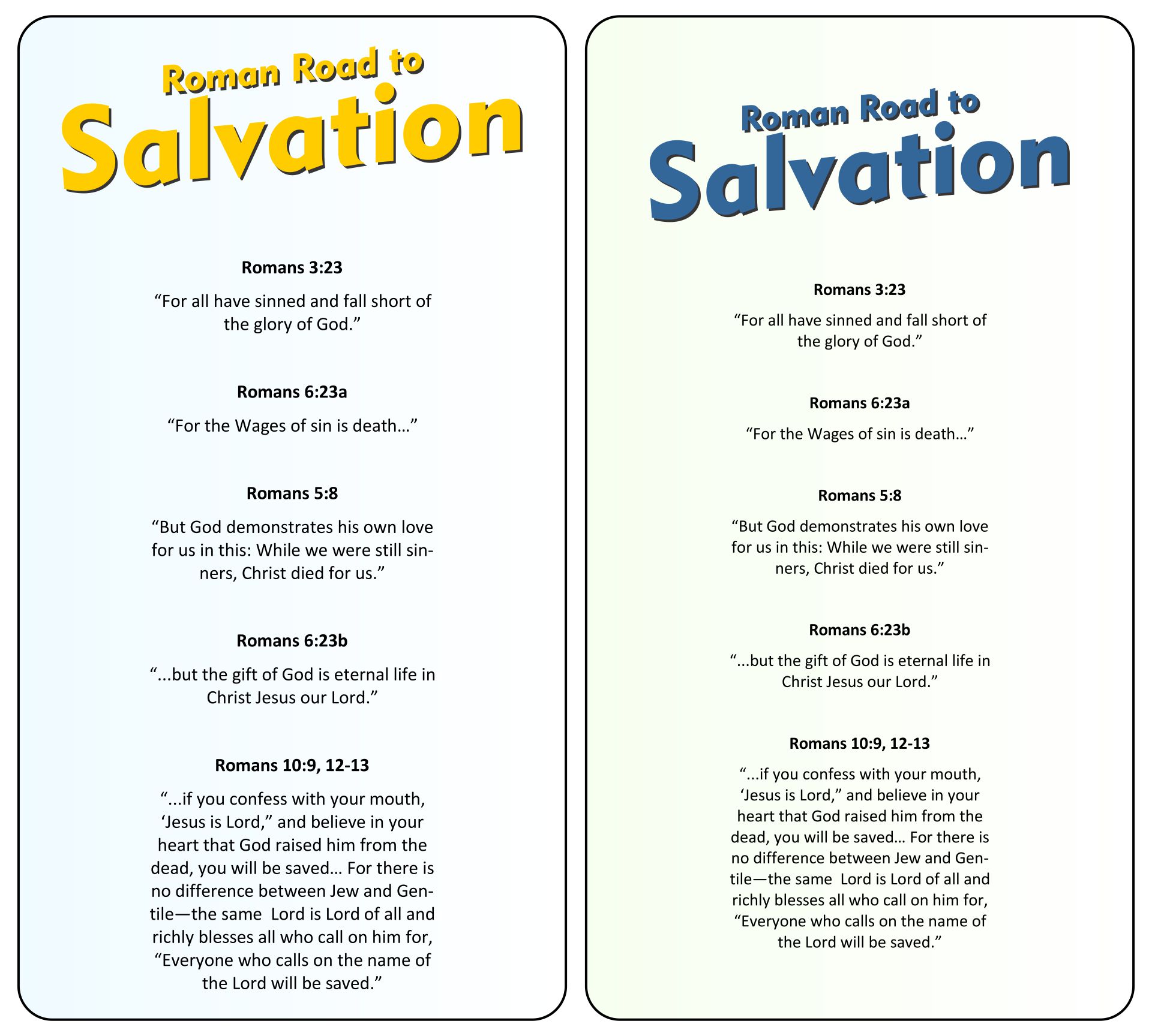 Roman Road To Salvation Printable