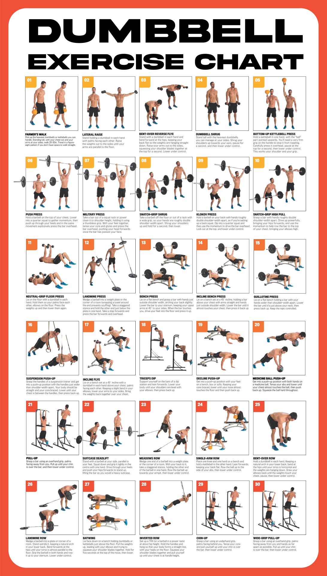 Printable Dumbbell Exercise Chart.