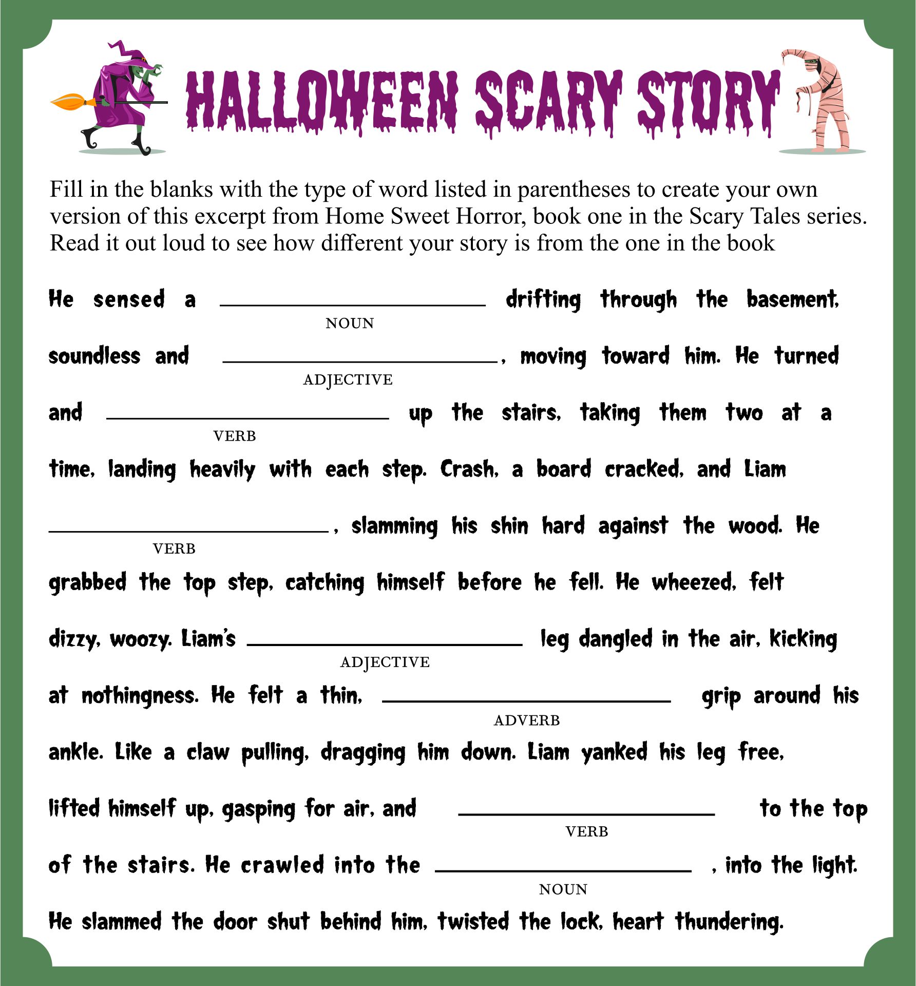 Halloween Mad Libs Printable Free Printable World Holiday