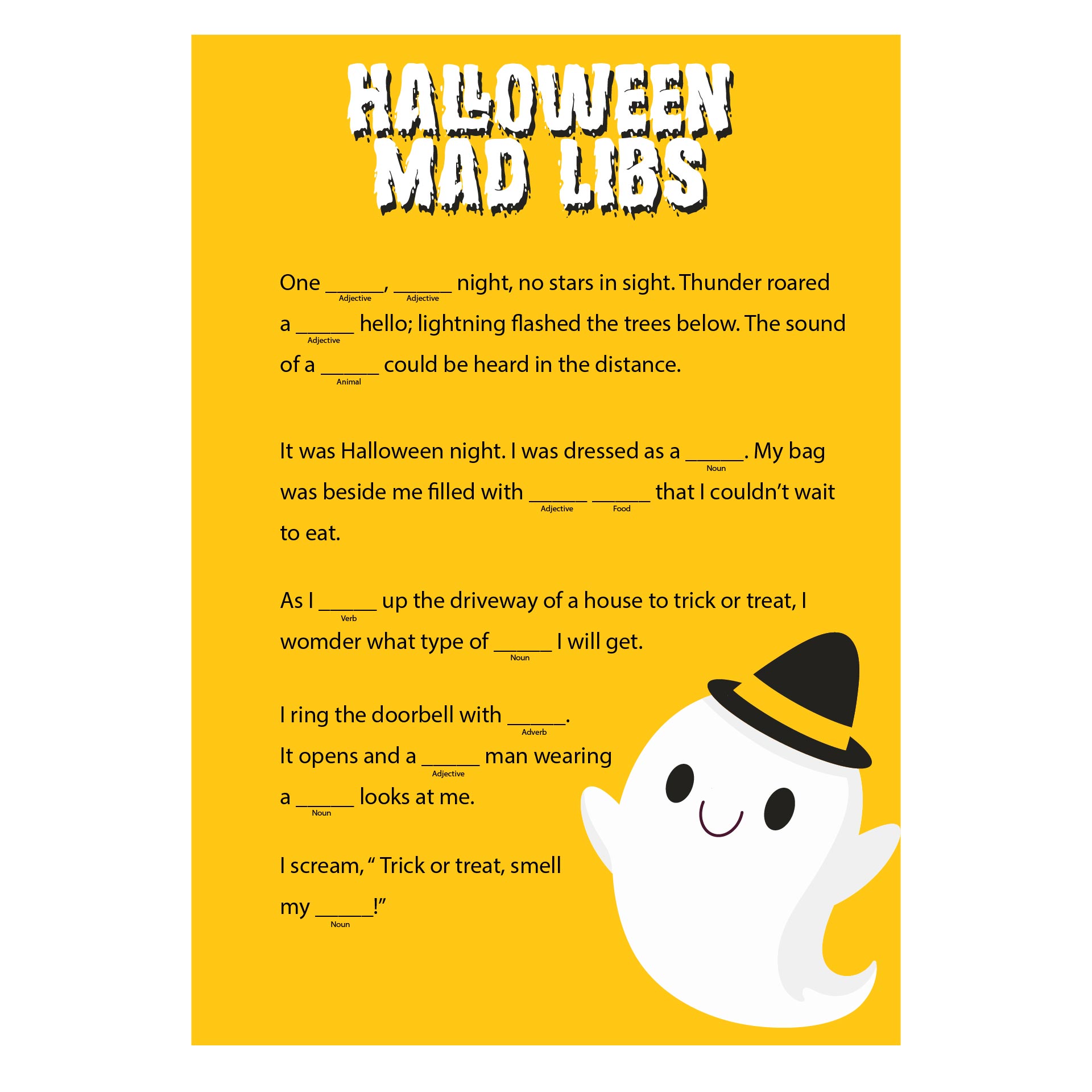 15 Best Halloween Mad Libs Printable Worksheets