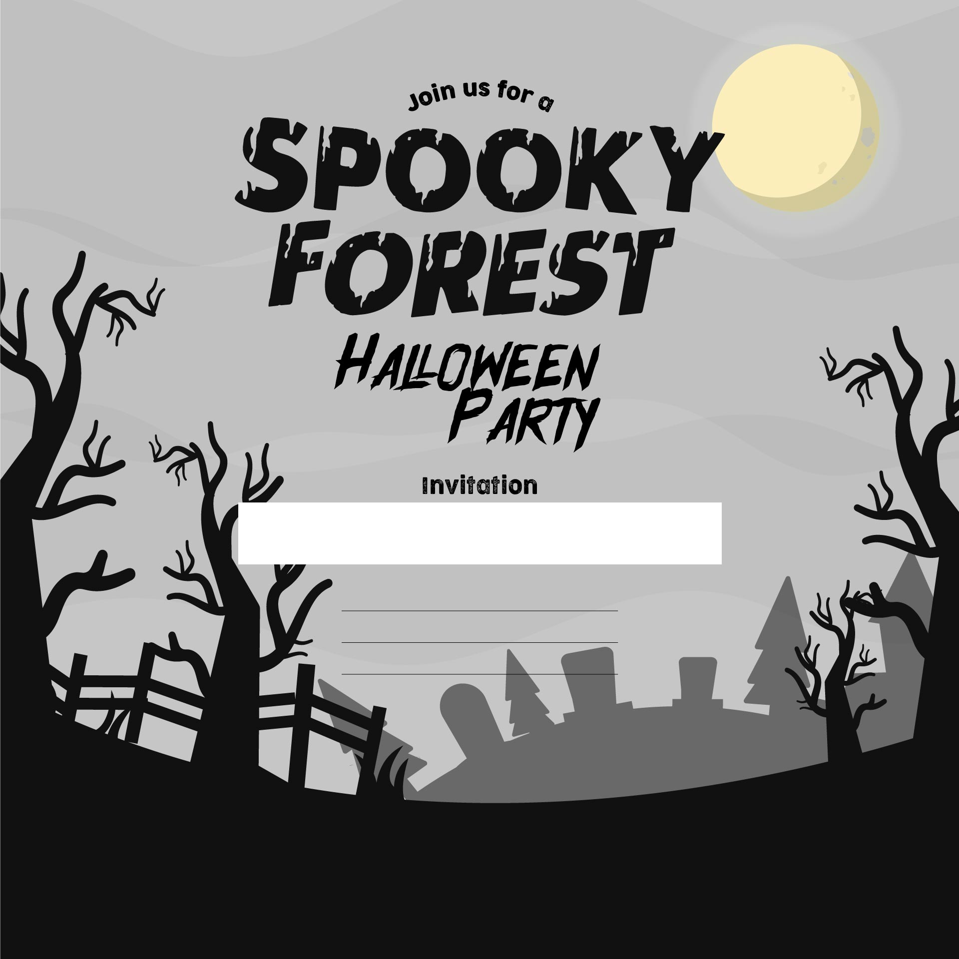 Free Printable Halloween Invitations Black White