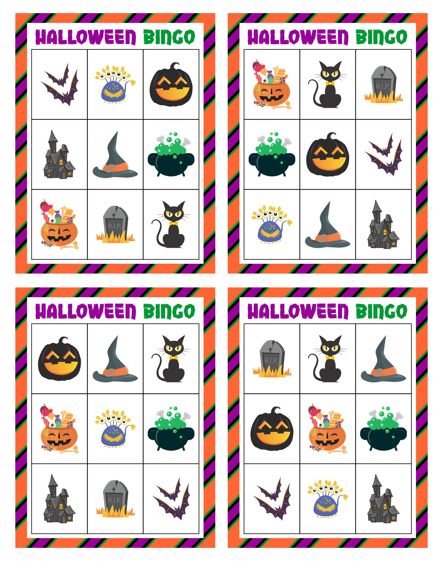Printable Halloween Bingo Cards For 20 Players Martin Printable Calendars