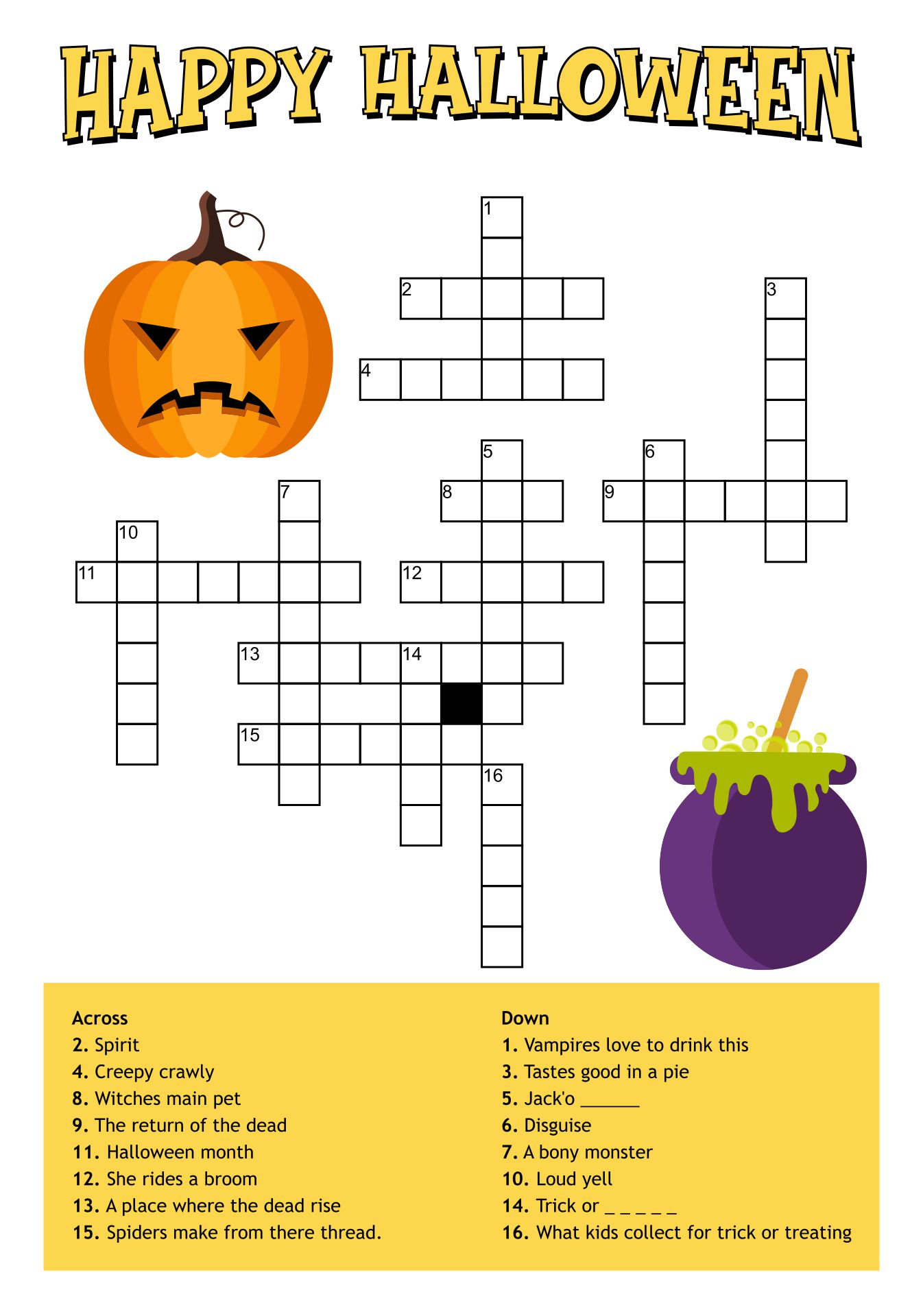Halloween Printable Crossword Puzzles Halloween Printable Crossword Puzzles