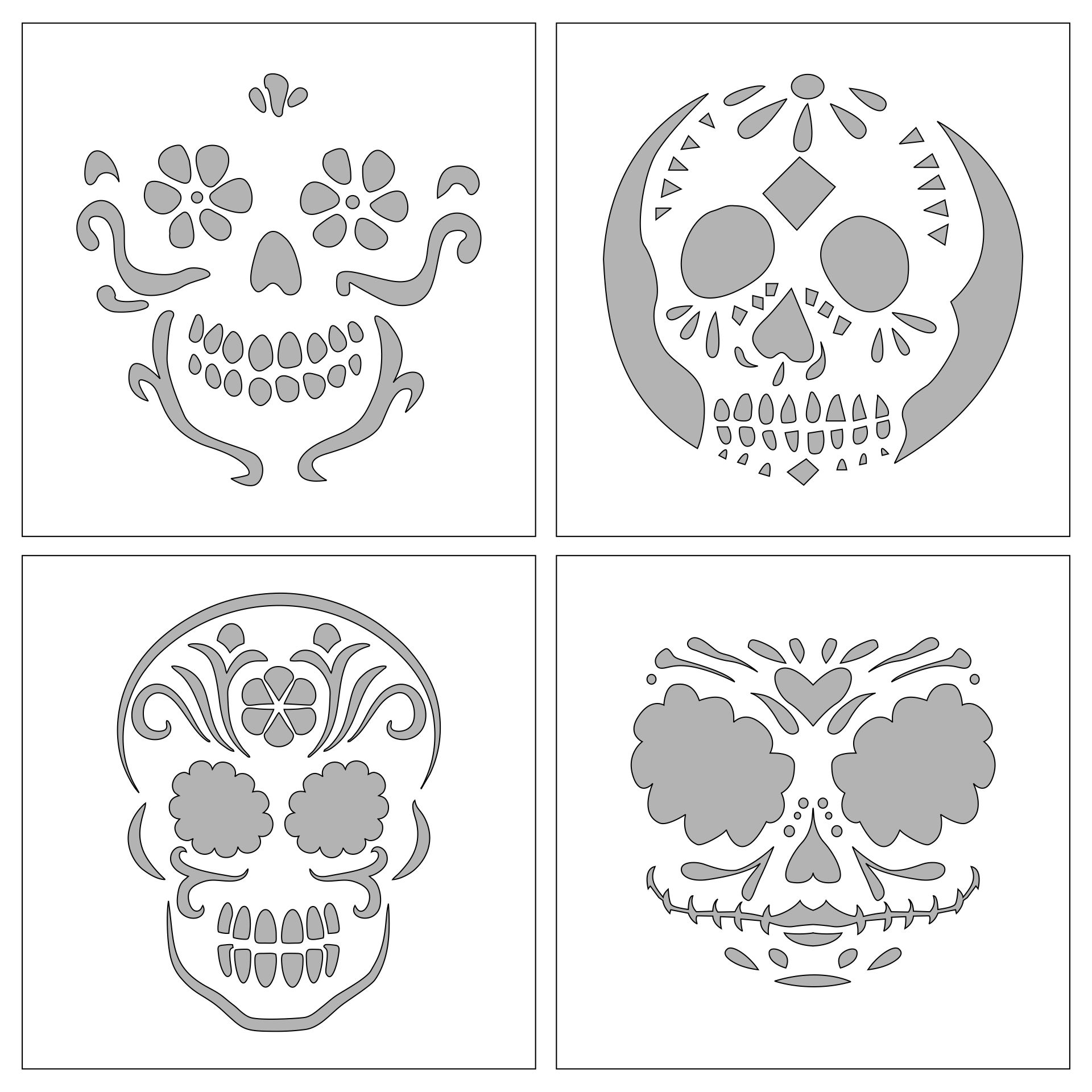 Printable Sugar Skull Stencil - Printable World Holiday