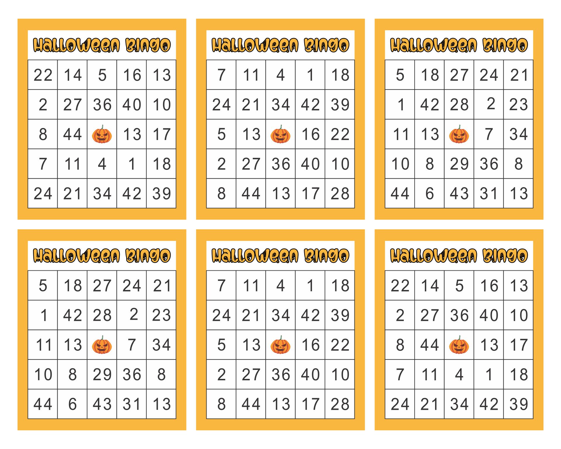Free Printable Halloween Bingo Cards