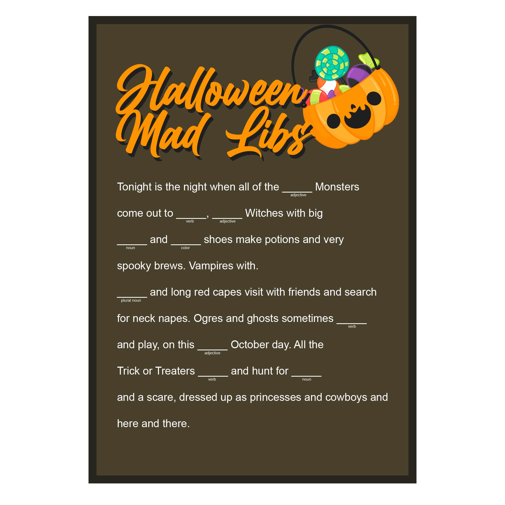 15 Best Halloween Mad Libs Printable Worksheets