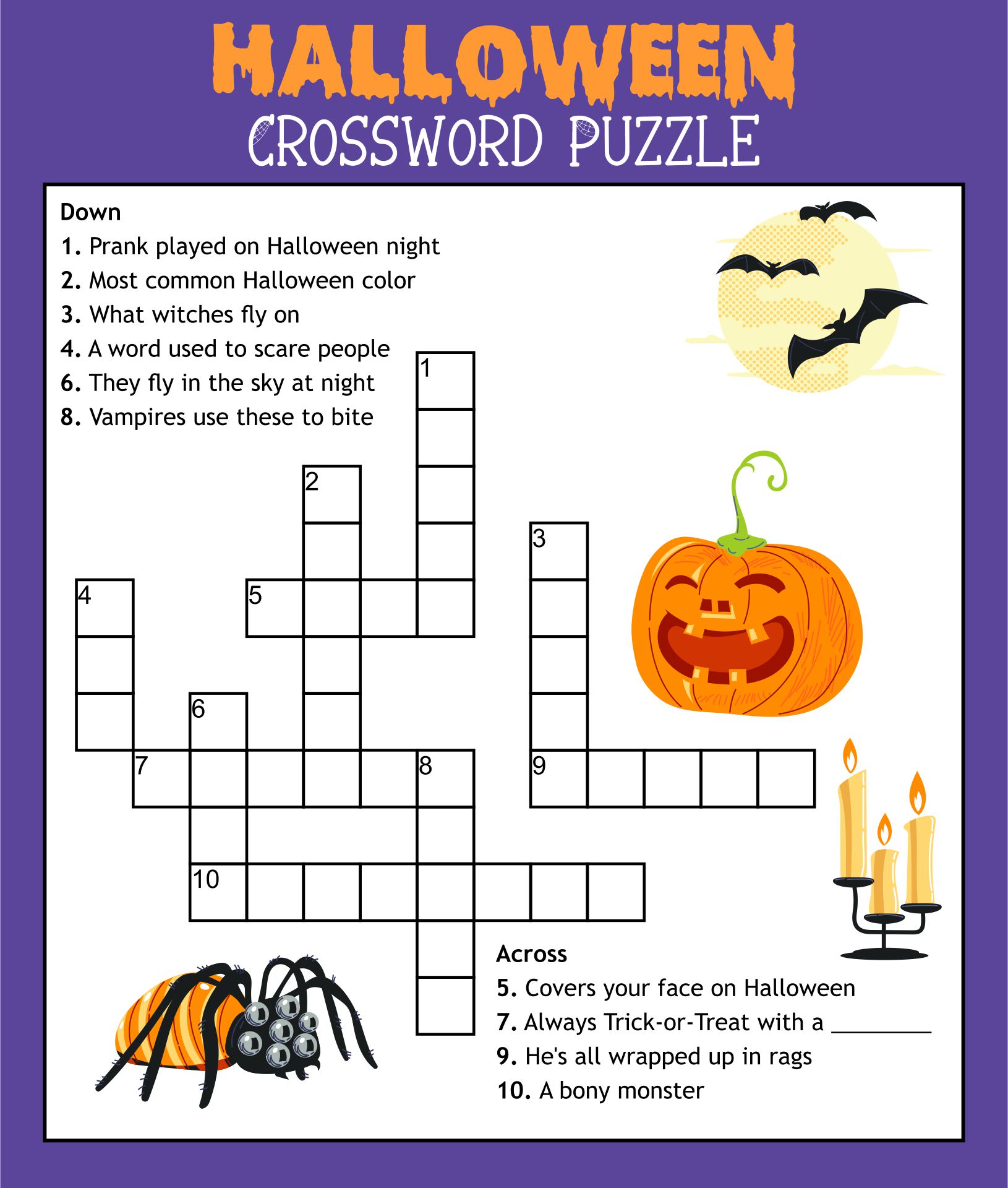 15 Best Halloween Crossword Puzzles Printable