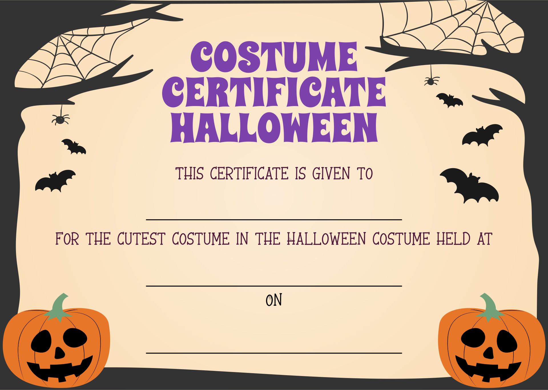 Best Costume Award Printable