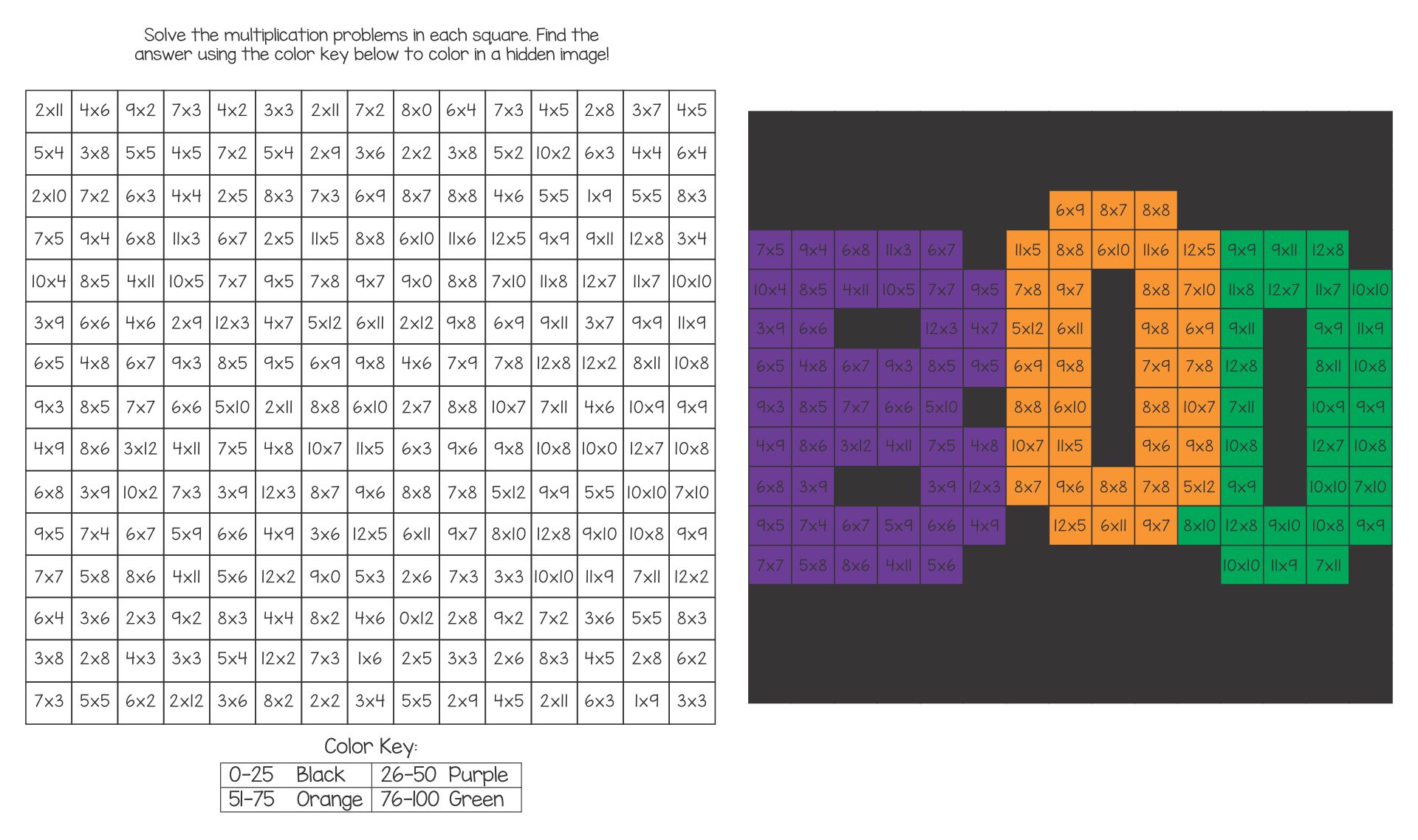 15 Best Halloween Multiplication Coloring Printables - printablee.com