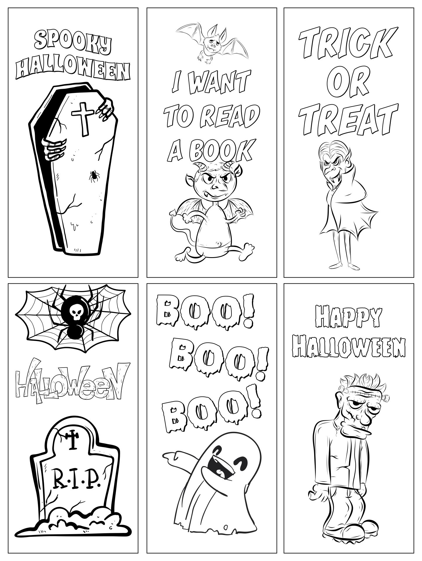 Free Printable Halloween Coloring Bookmarks