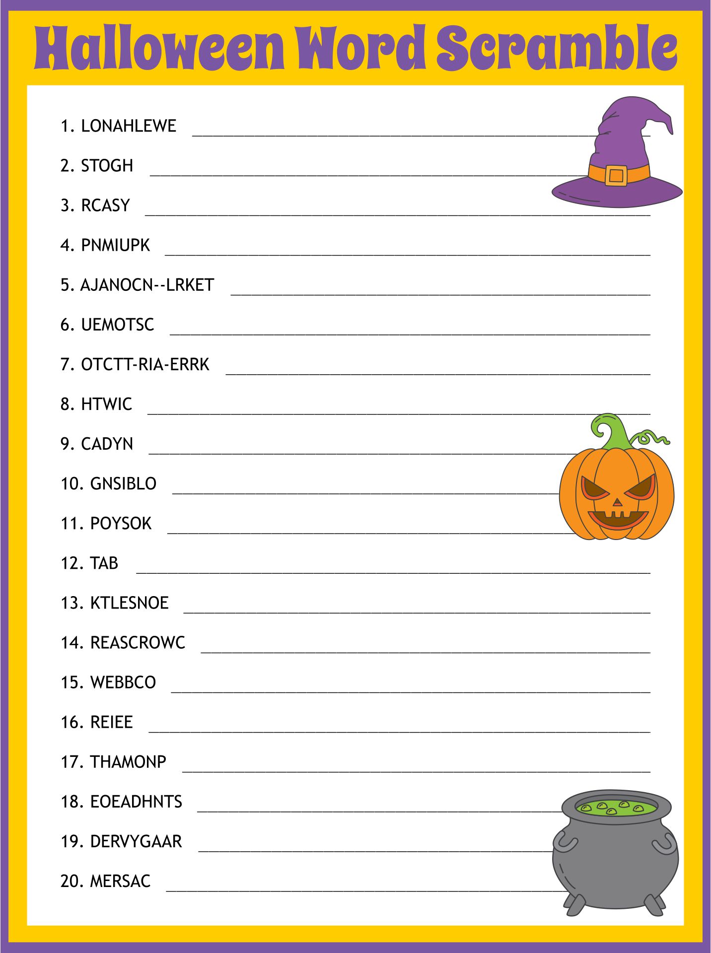 Halloween Word Games - 15 Free PDF Printables | Printablee