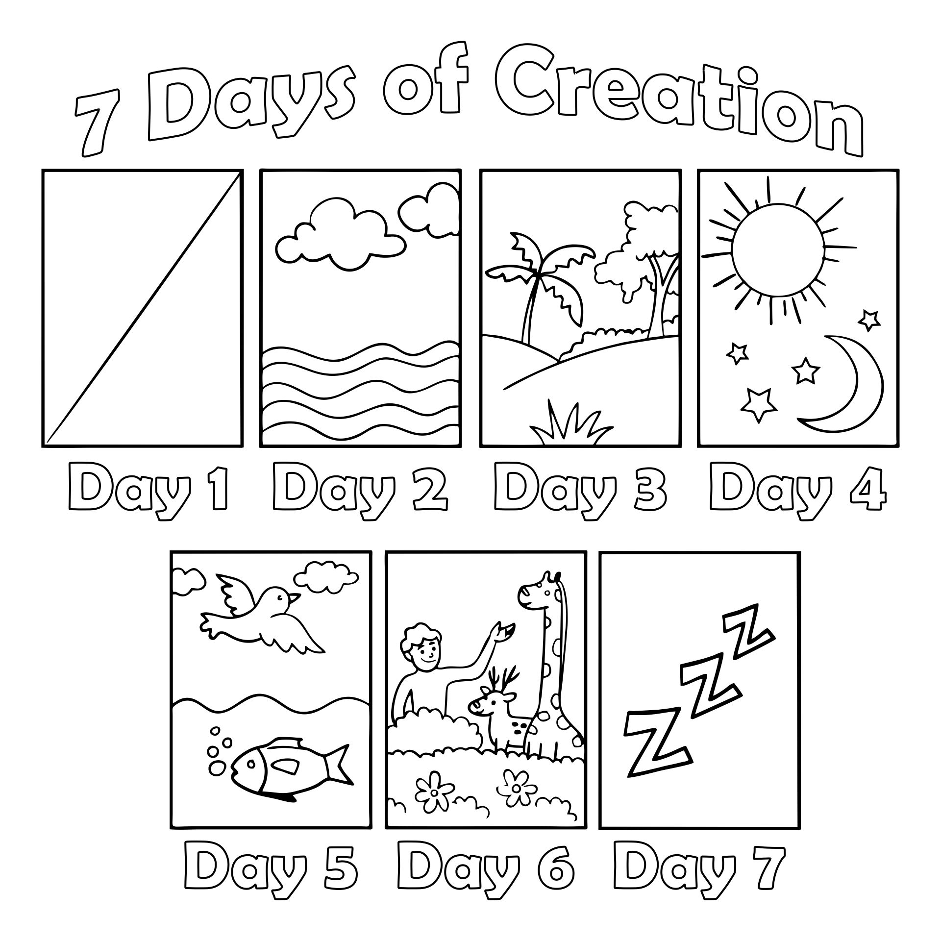 Free Printable Days Of Creation Coloring Pages Aulaiestpdm Blog