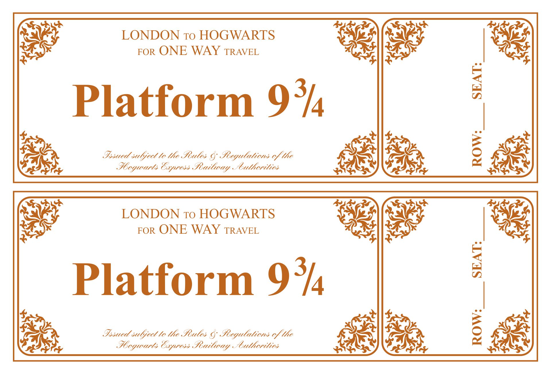 Platform 9 3 4 Ticket Free Printable Printable Templates Free