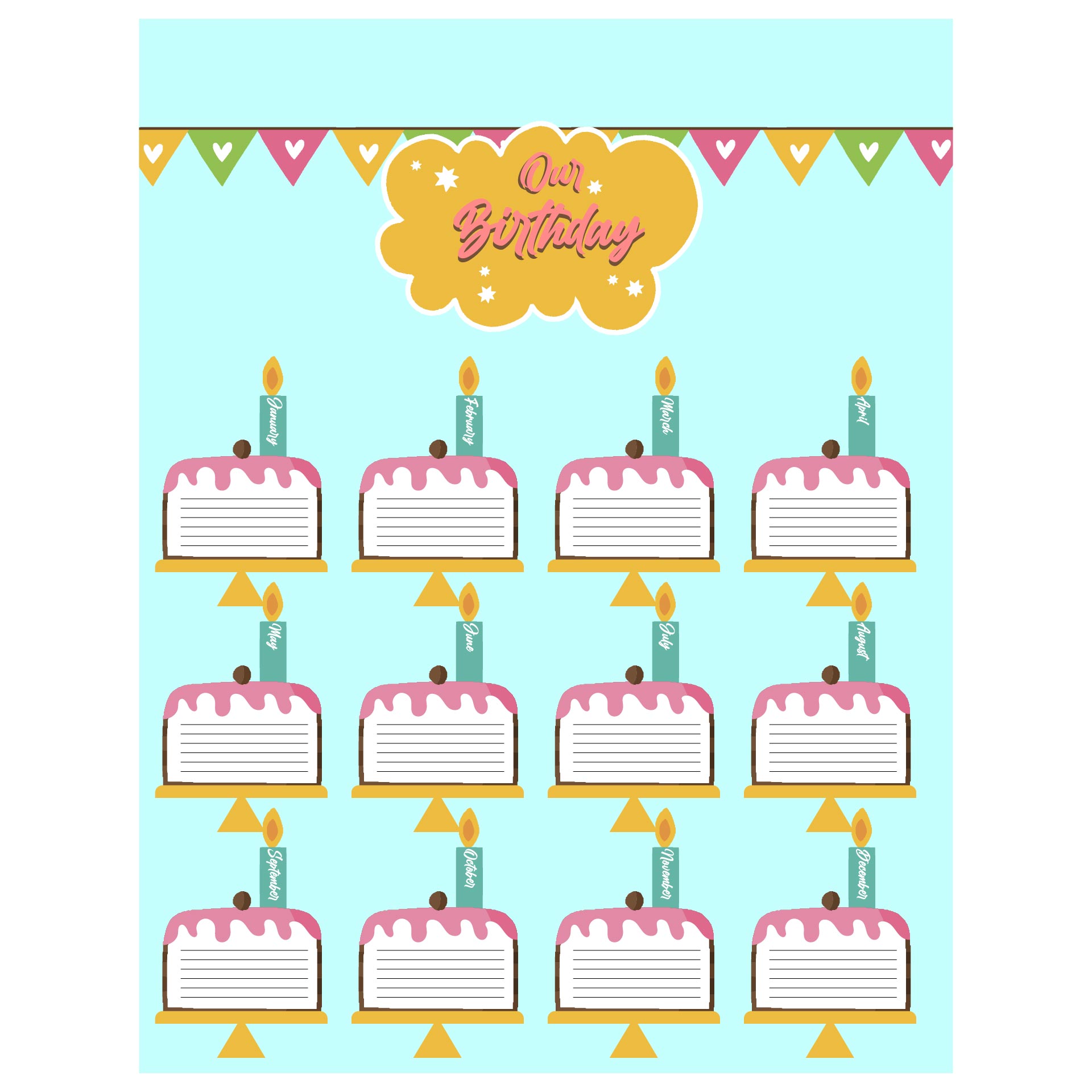 Best Printable For Classroom Birthday Charts Printablee Com