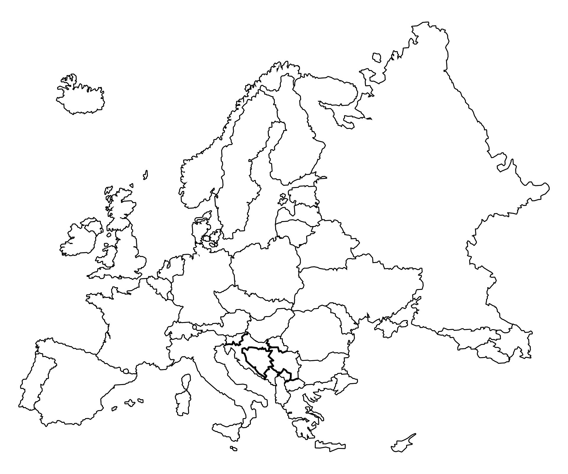 20 Best Black And White Printable Europe Map PDF for Free at Printablee