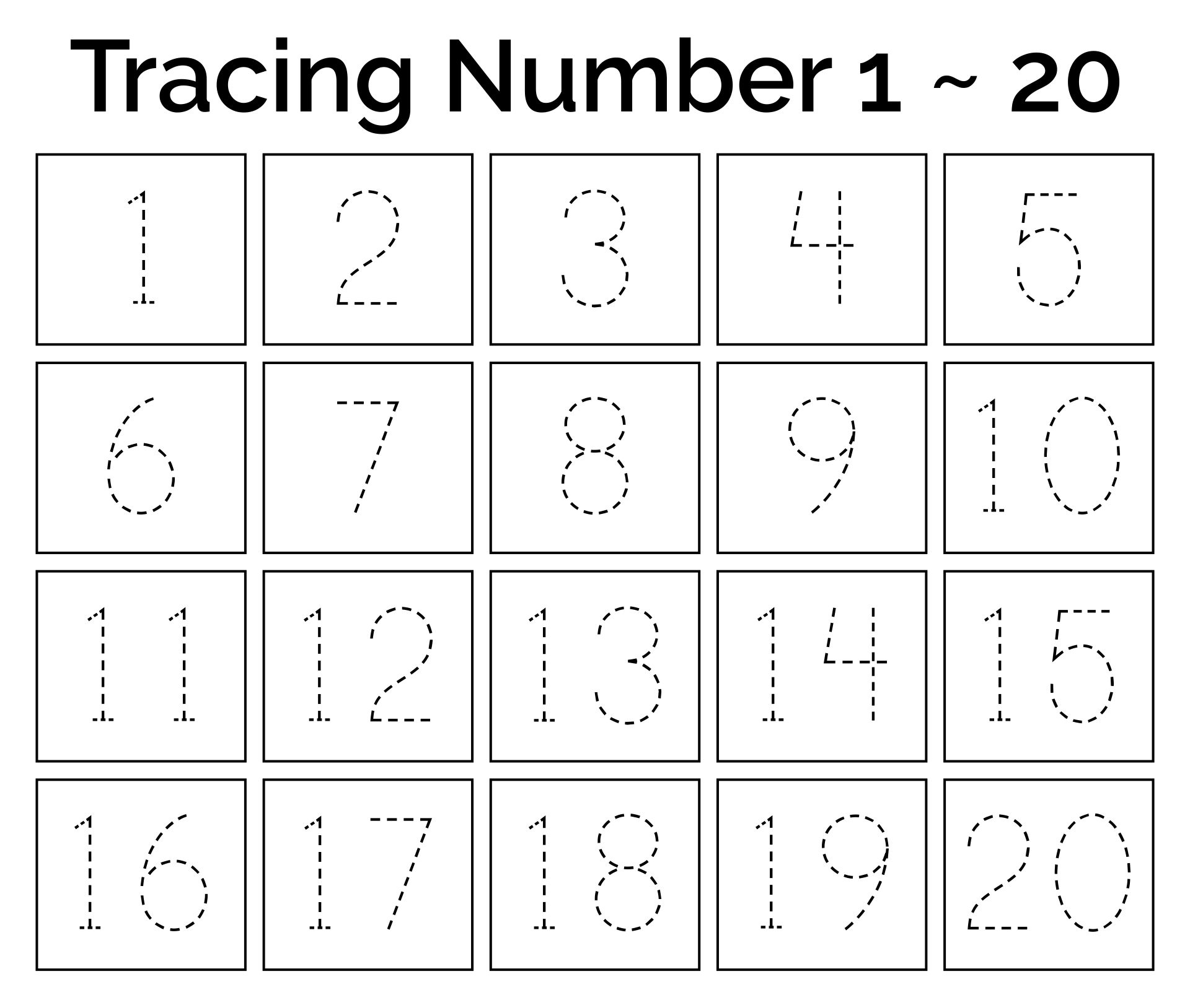 Free Printable Worksheets For Kids Tracing Numbers 1 20 Worksheets 