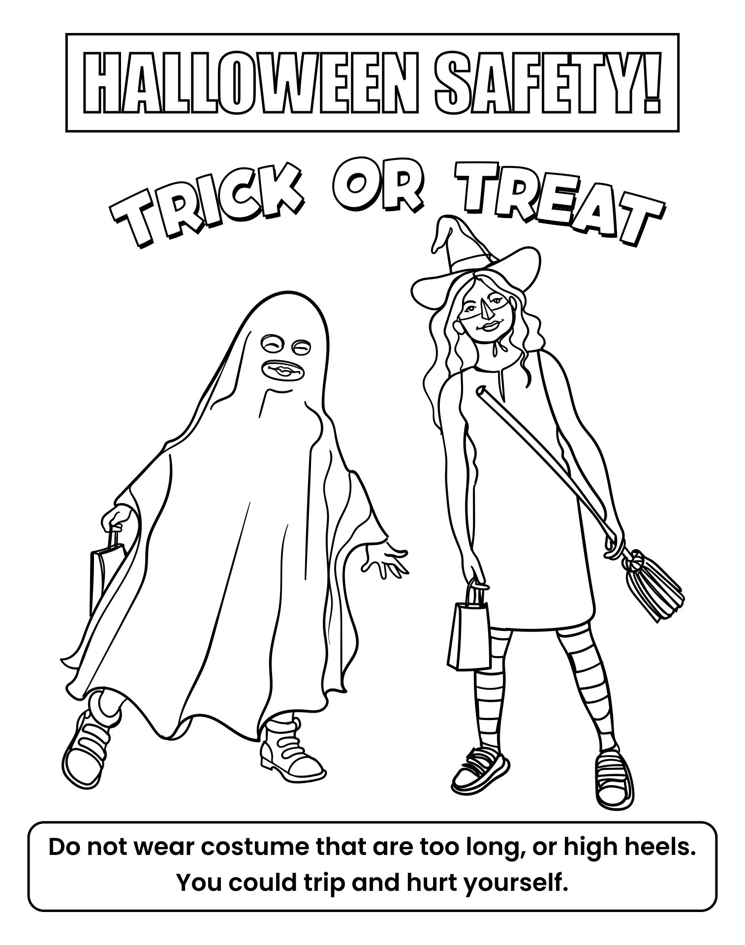 15 Best Halloween Safety Coloring Sheets Printable Printablee