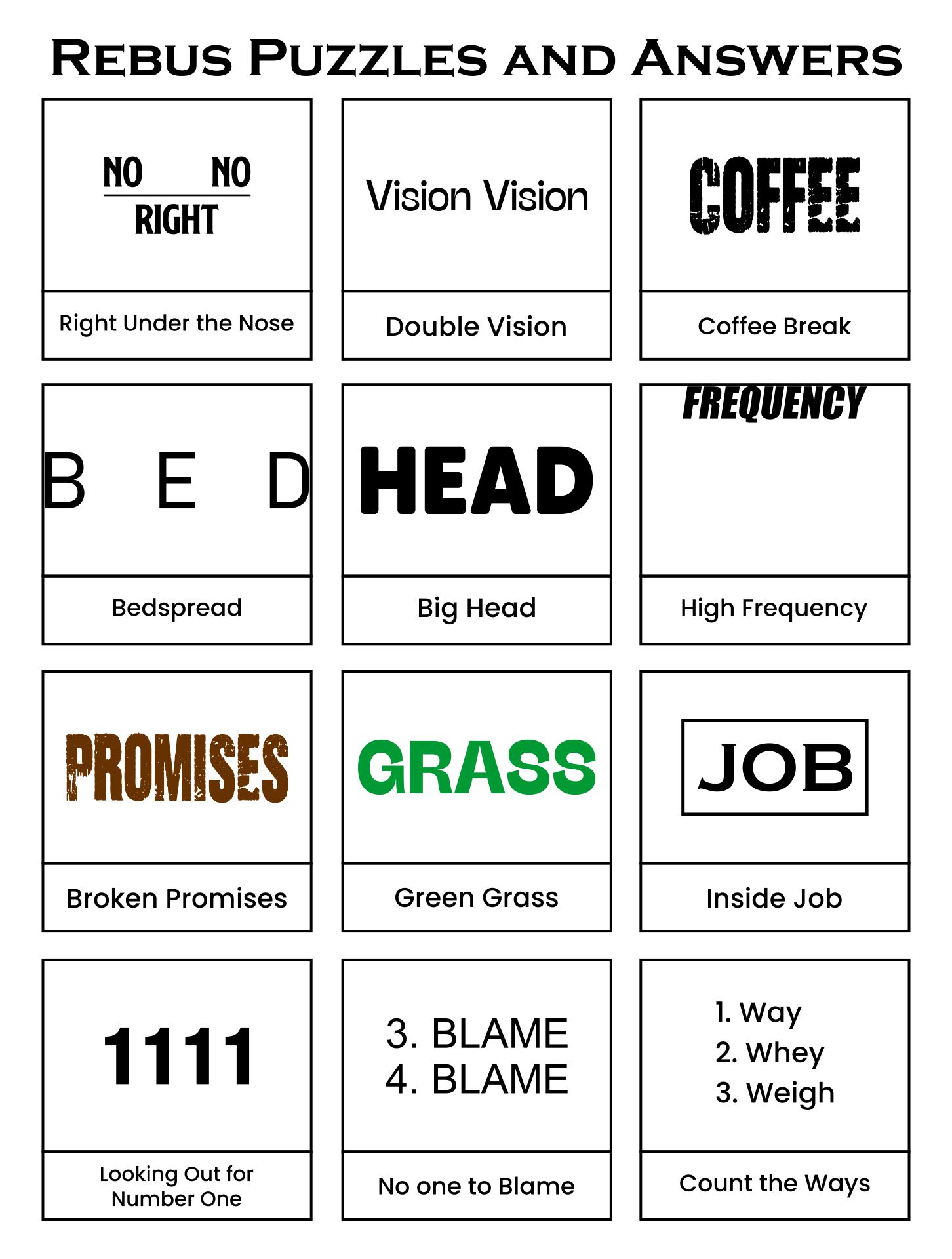 Brain Teasers For Seniors Printable