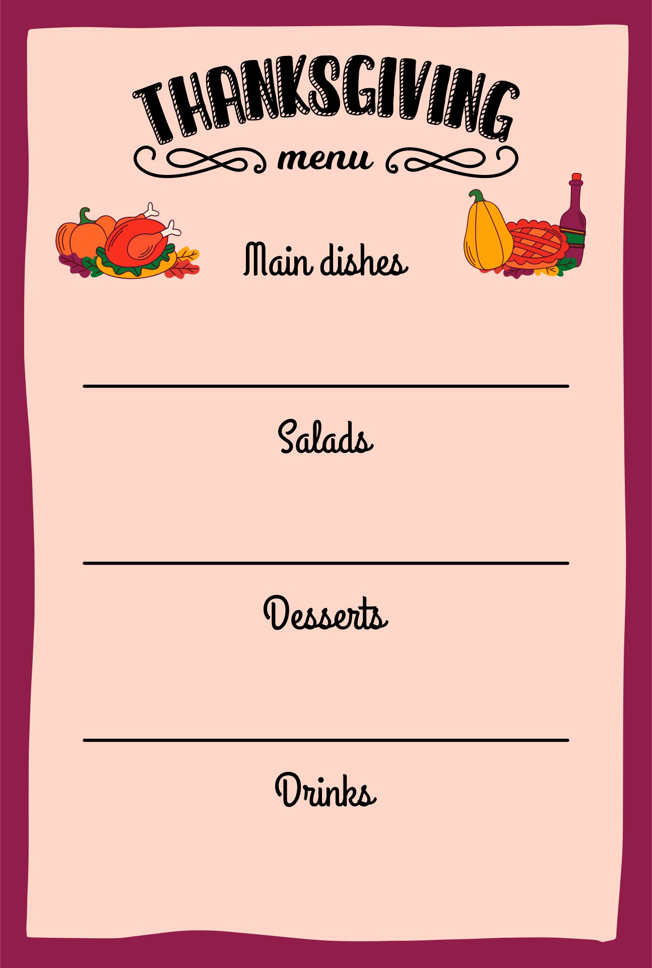 Thanksgiving Menu Templates