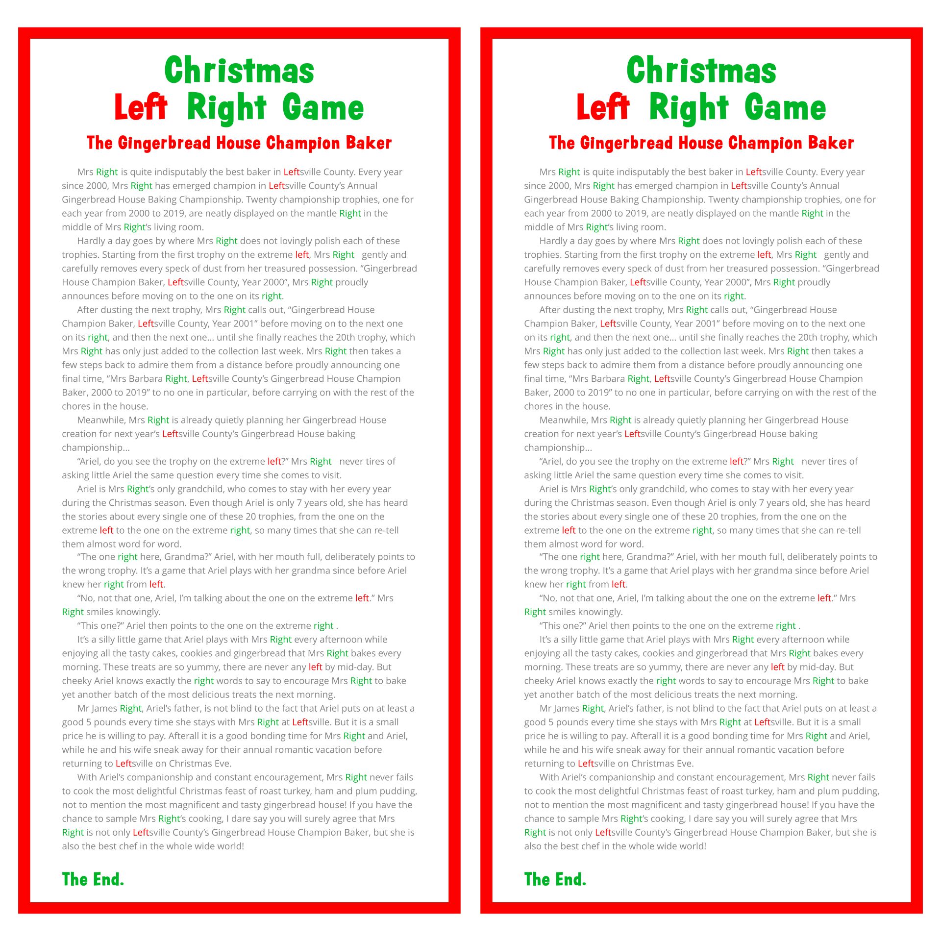 Right Left Christmas Game Twas The Night Before 15 Free PDF