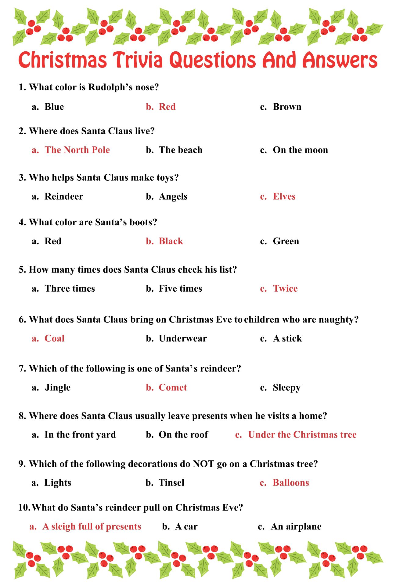 Multiple Choice Printable Trivia Questions Easy Printable Trivia ...