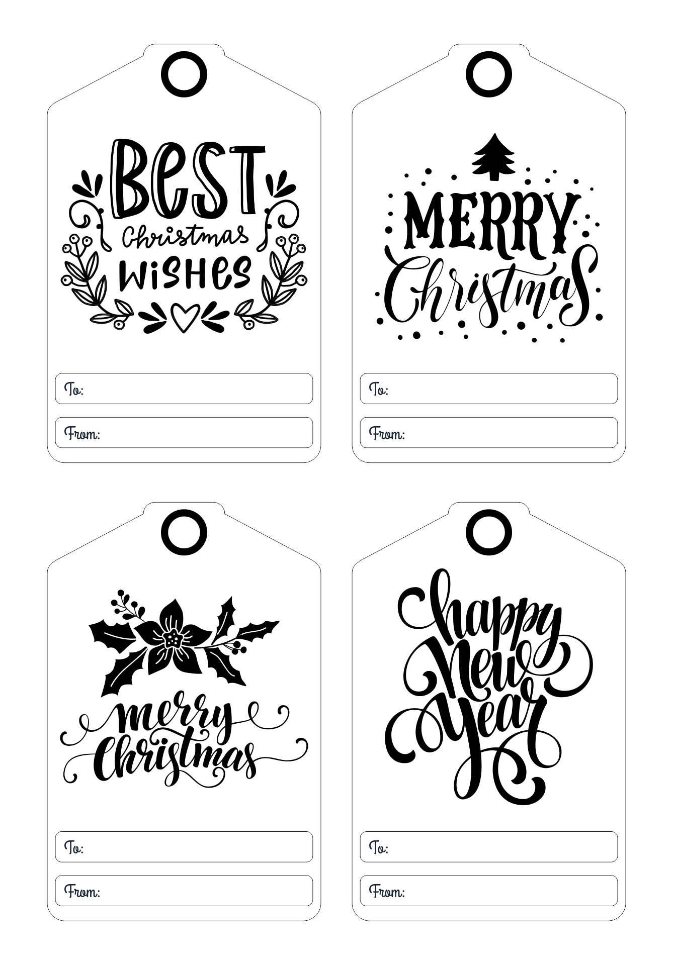 10 Best Black And White Printable Christmas Tags PDF for Free at Printablee