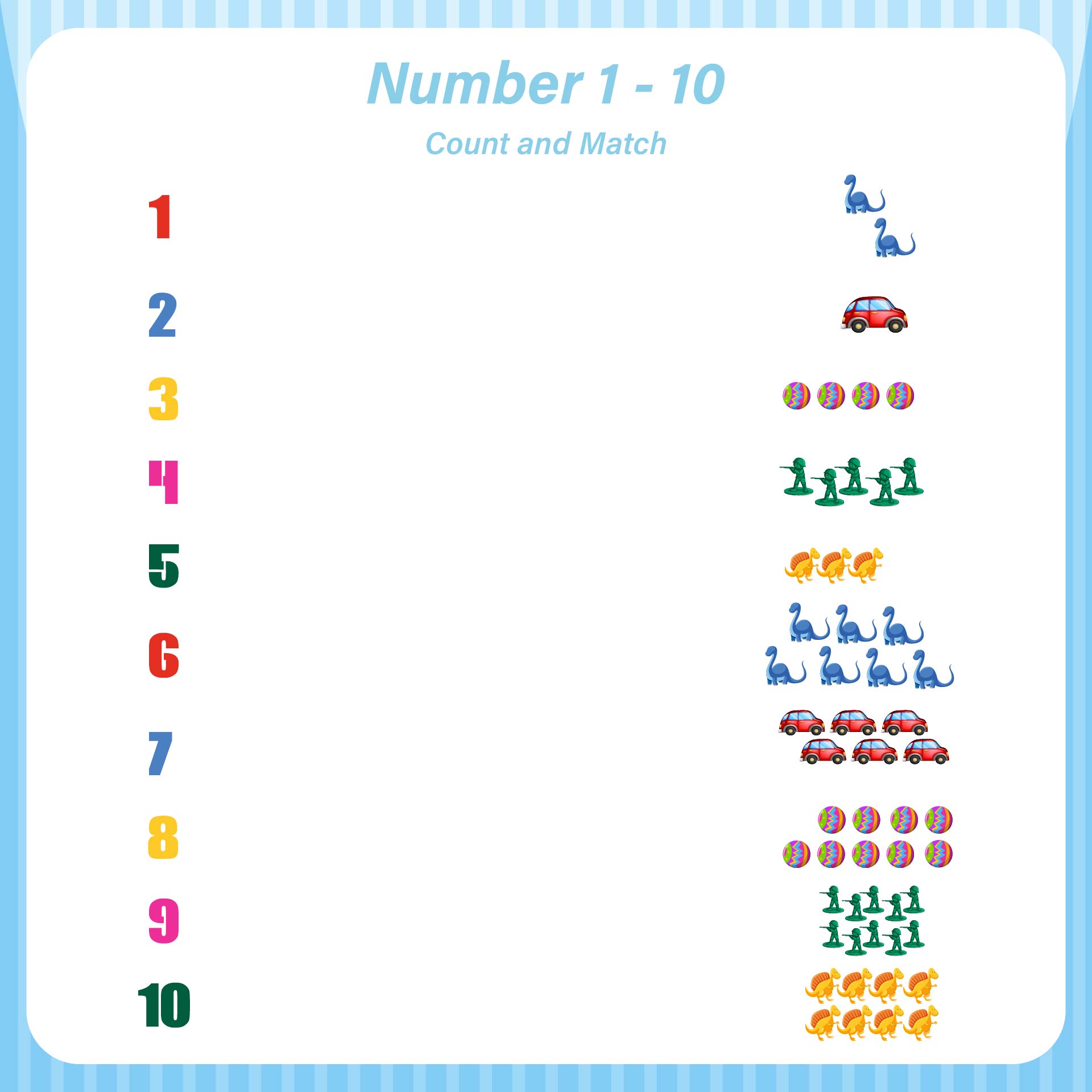 Worksheet For Numbers 1 To 10