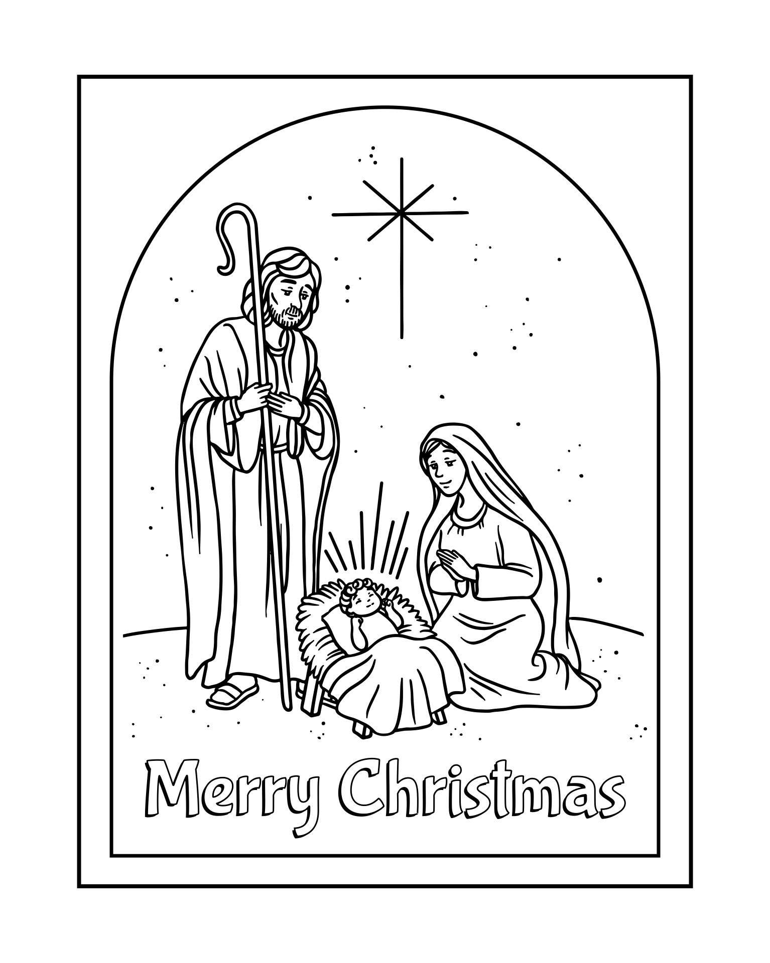 Printable Coloring Religious Christmas Cards