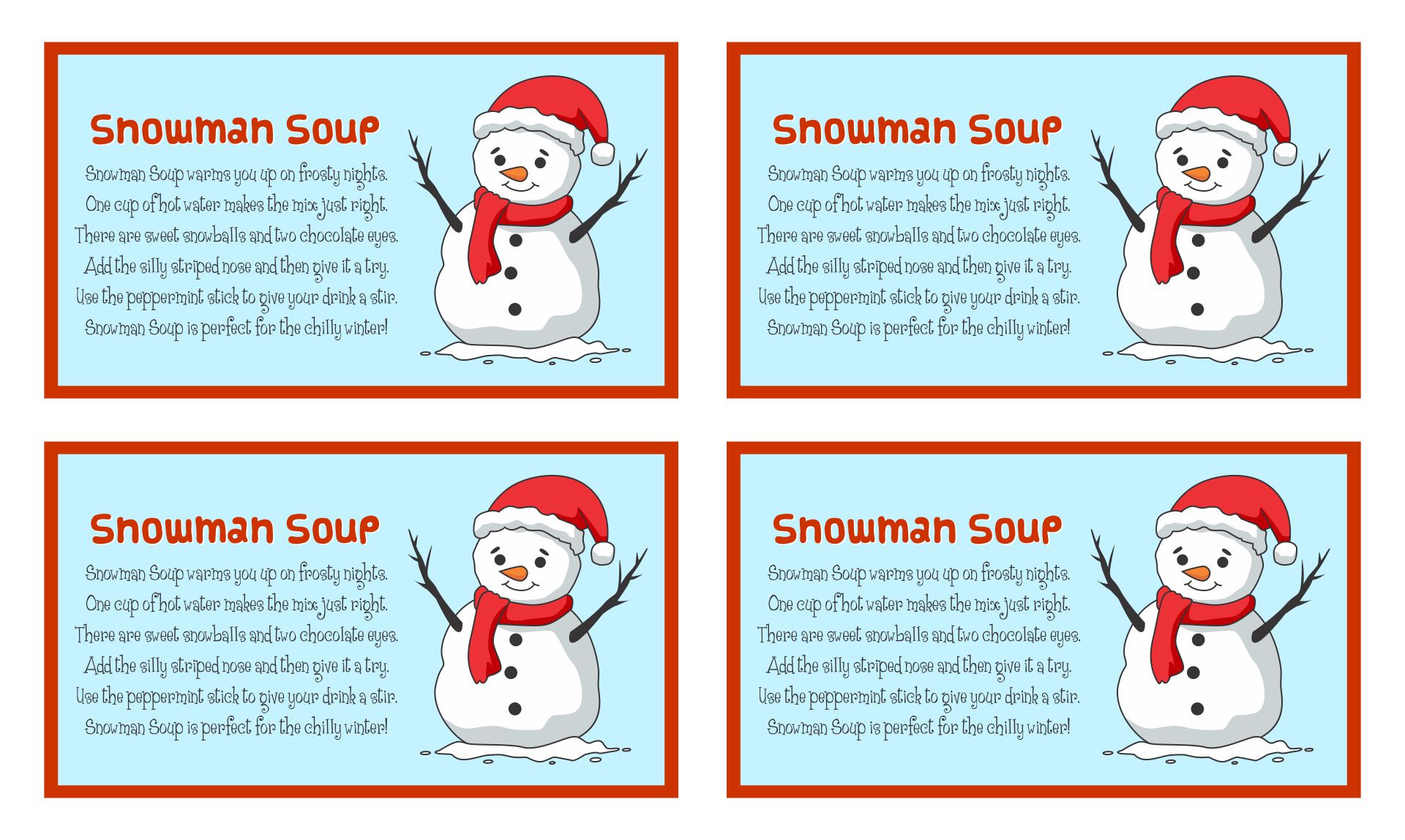 Printable Snowman Soup Labels Printable Word Searches