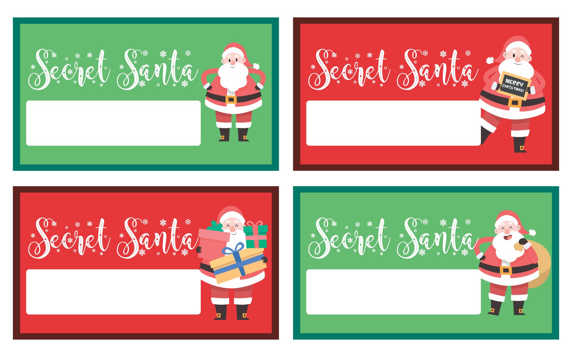 Printable Secret Santa Cards Free