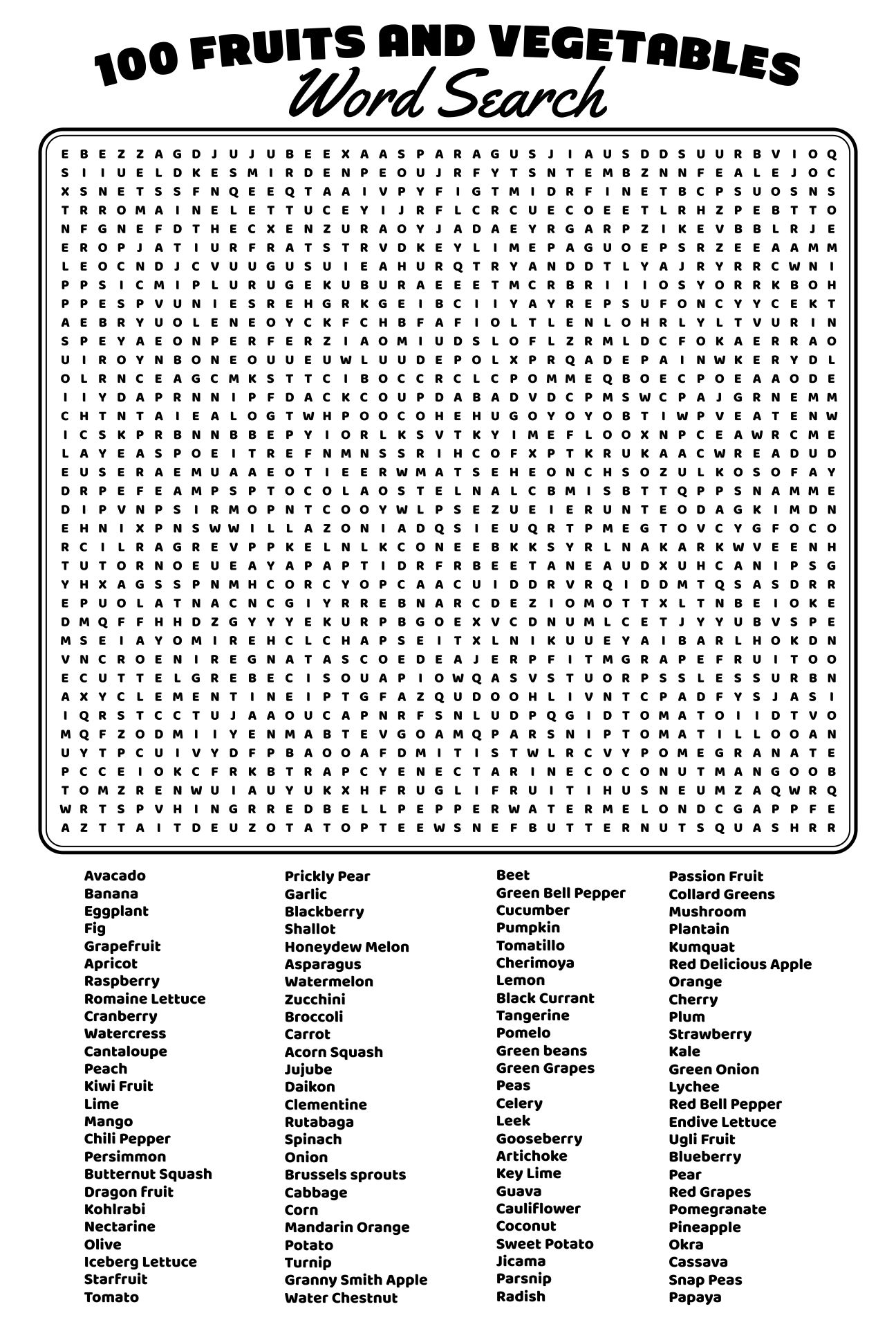 Hard Find A Word Puzzles