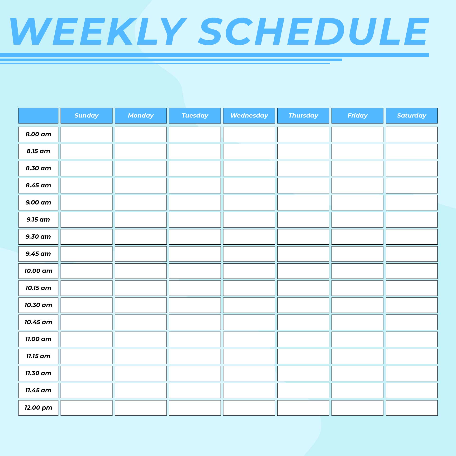 Weekly Calendar With 15 Minute Time Slots - 13 Free PDF Printables ...