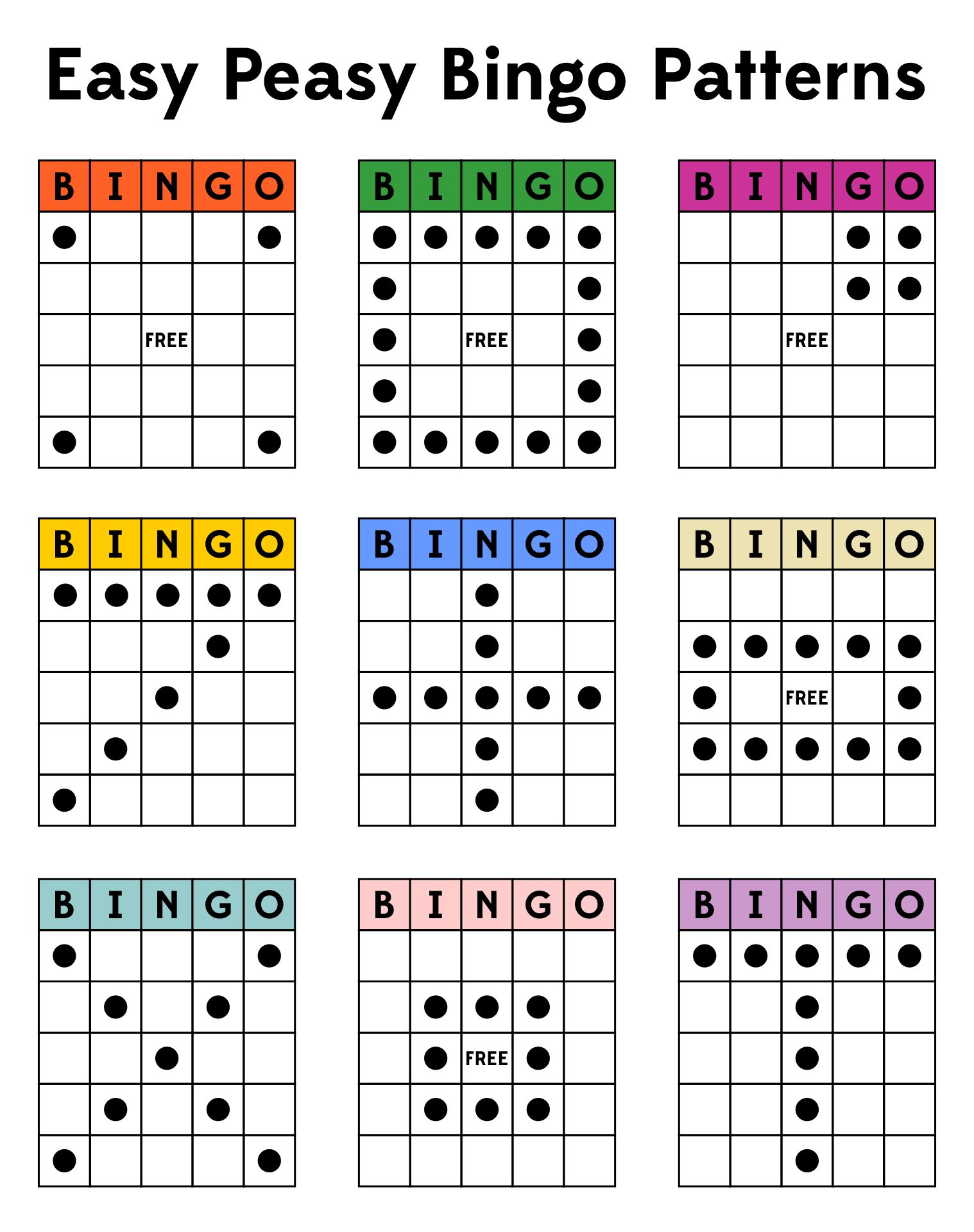 Free Printable Bingo Game Patterns Free Printable Worksheet