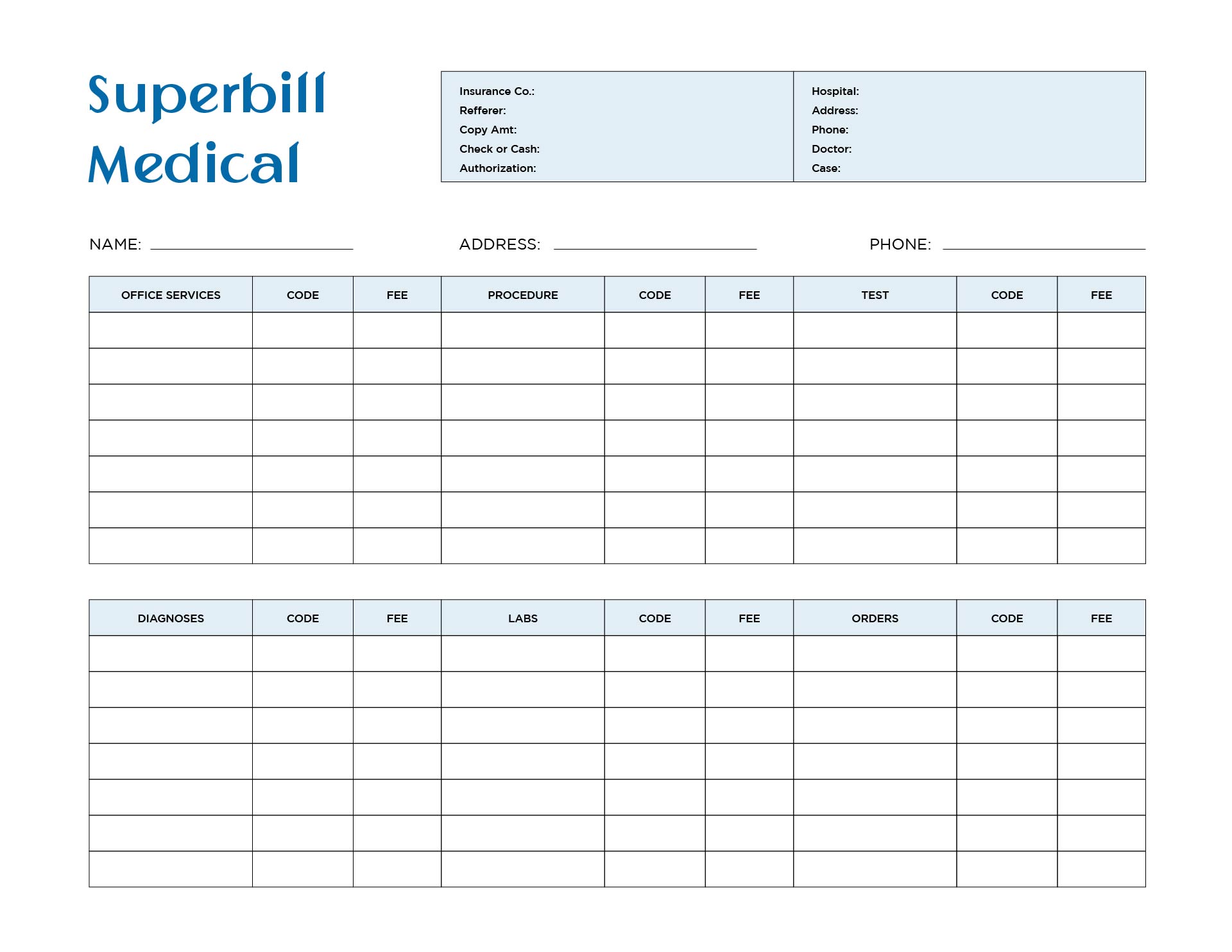 10 Best Medical Billing Forms Free Printable Printablee
