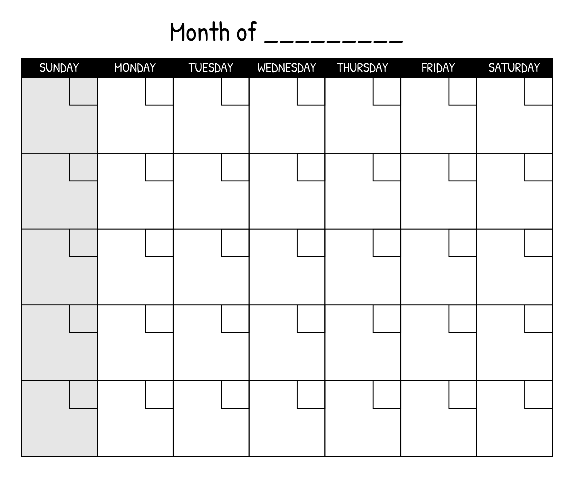 Fill In Blank Calendar - 10 Free PDF Printables | Printablee