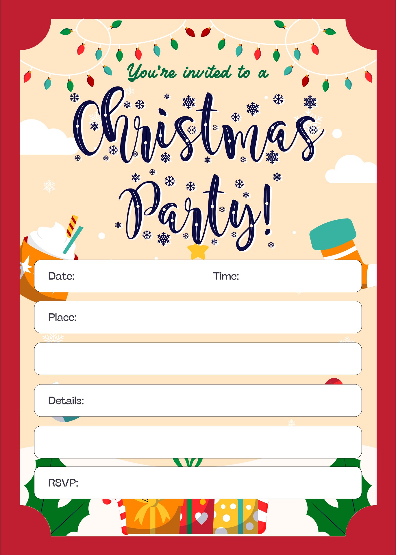 Christmas Invitation Templates - 10 Free PDF Printables | Printablee