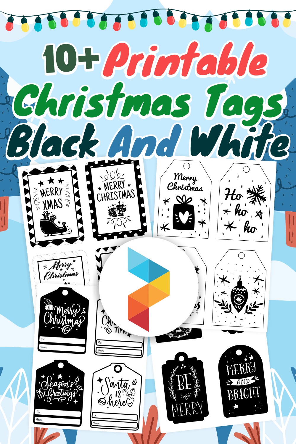 Christmas Tags Black And White