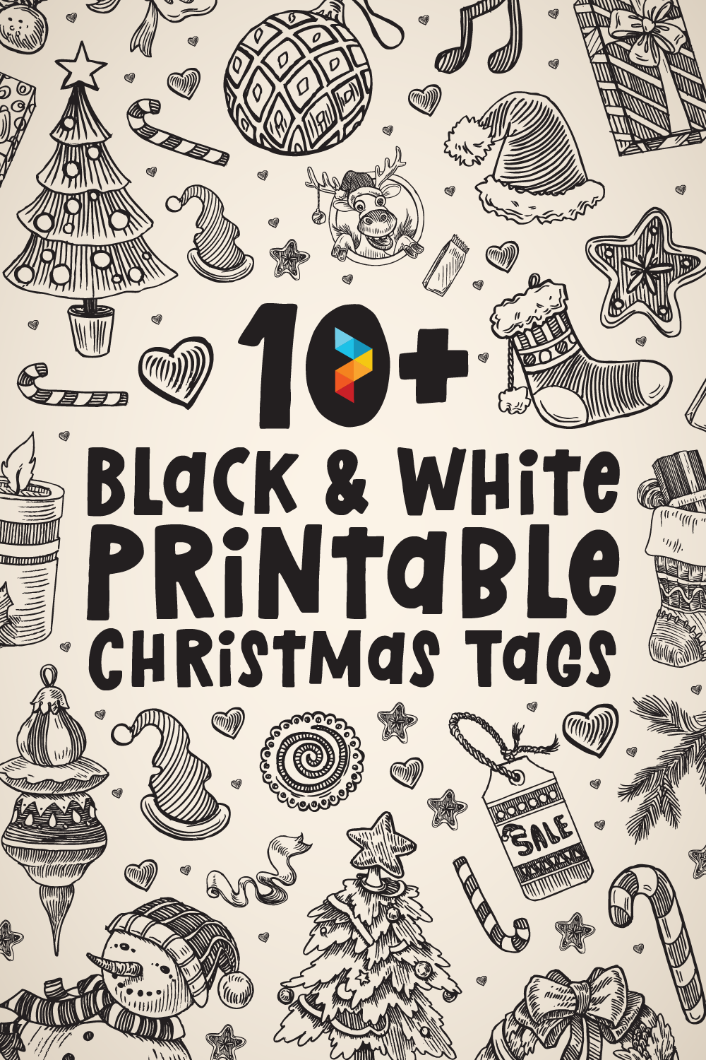 Black And White Christmas Tags