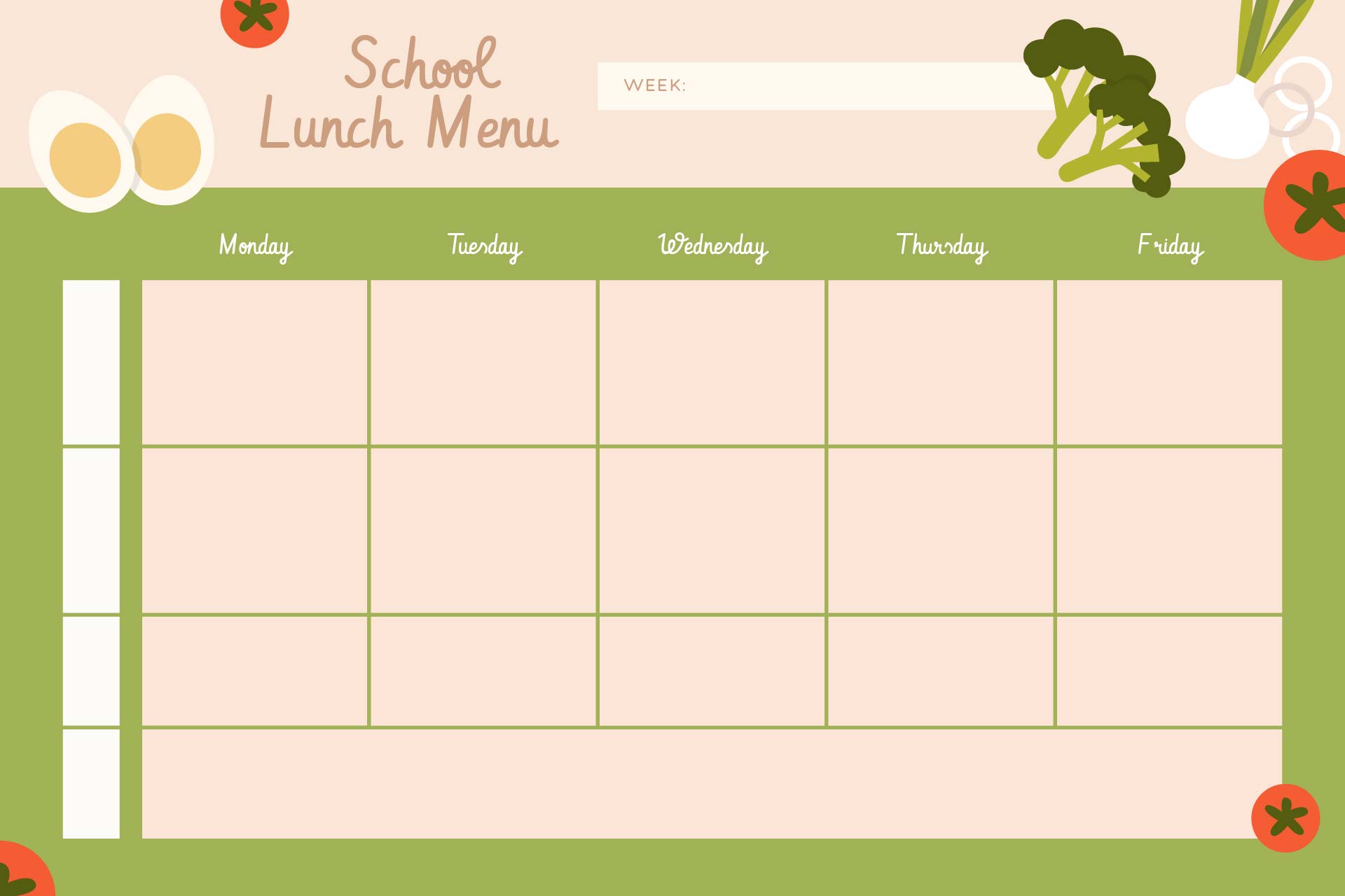 Blank School Lunch Menu Template Blank School Lunch Menu Template
