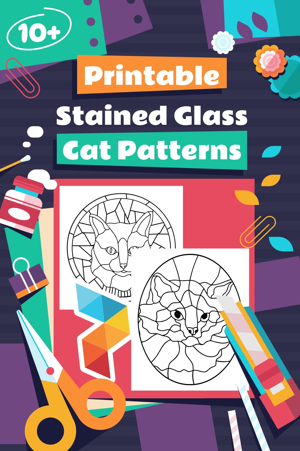 Free Stained Glass Cat Patterns