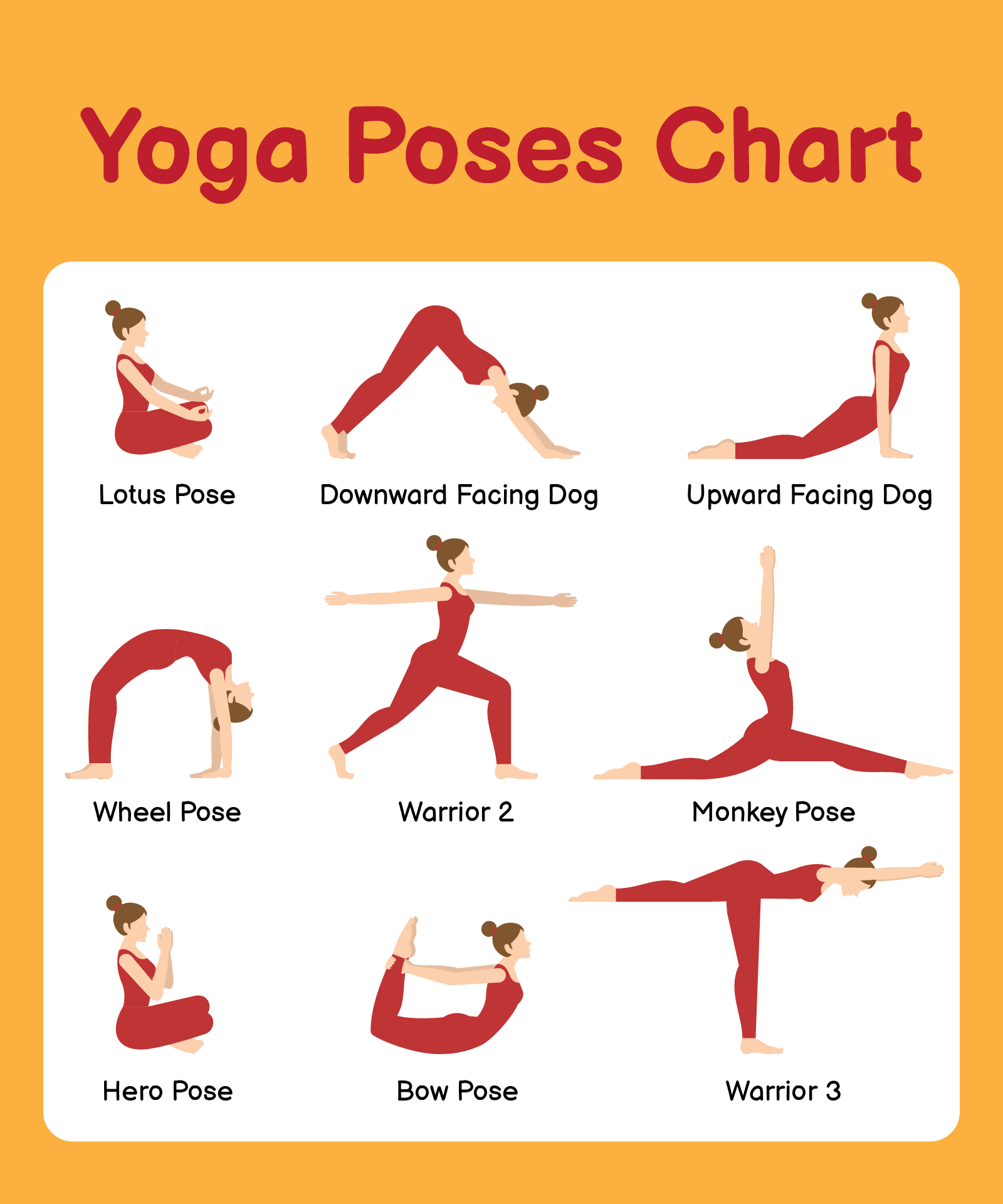 10 Best Yoga Poses Printable Chart PDF for Free at Printablee
