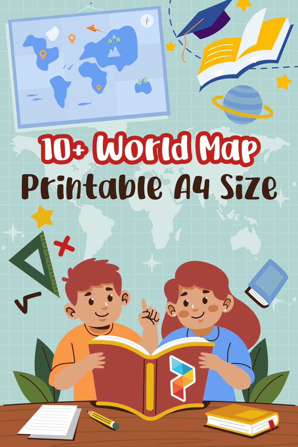 World Map A4 Size