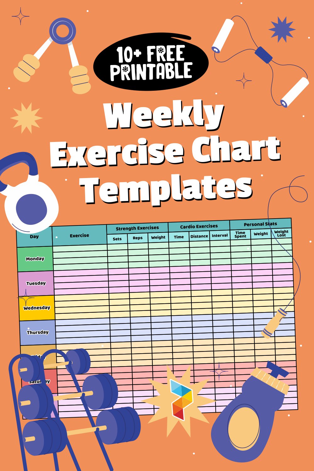 Weekly Exercise Chart Templates
