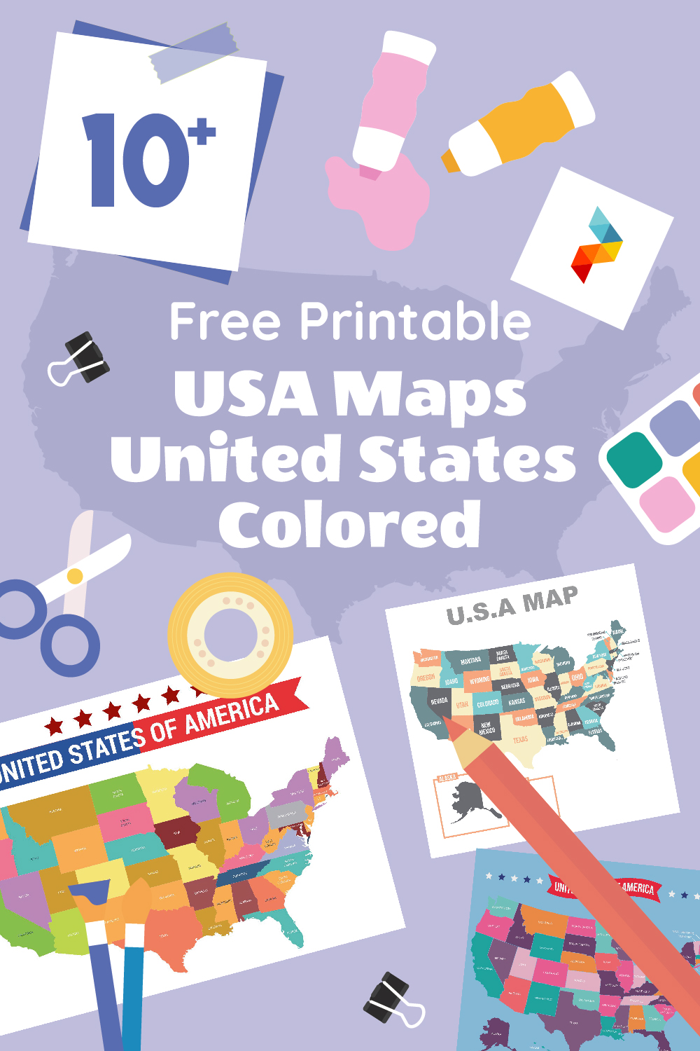 USA Maps United States Colored