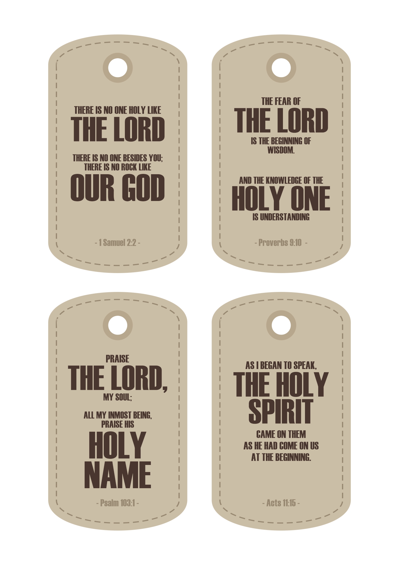 Holy Scripture Tags for Support Bags