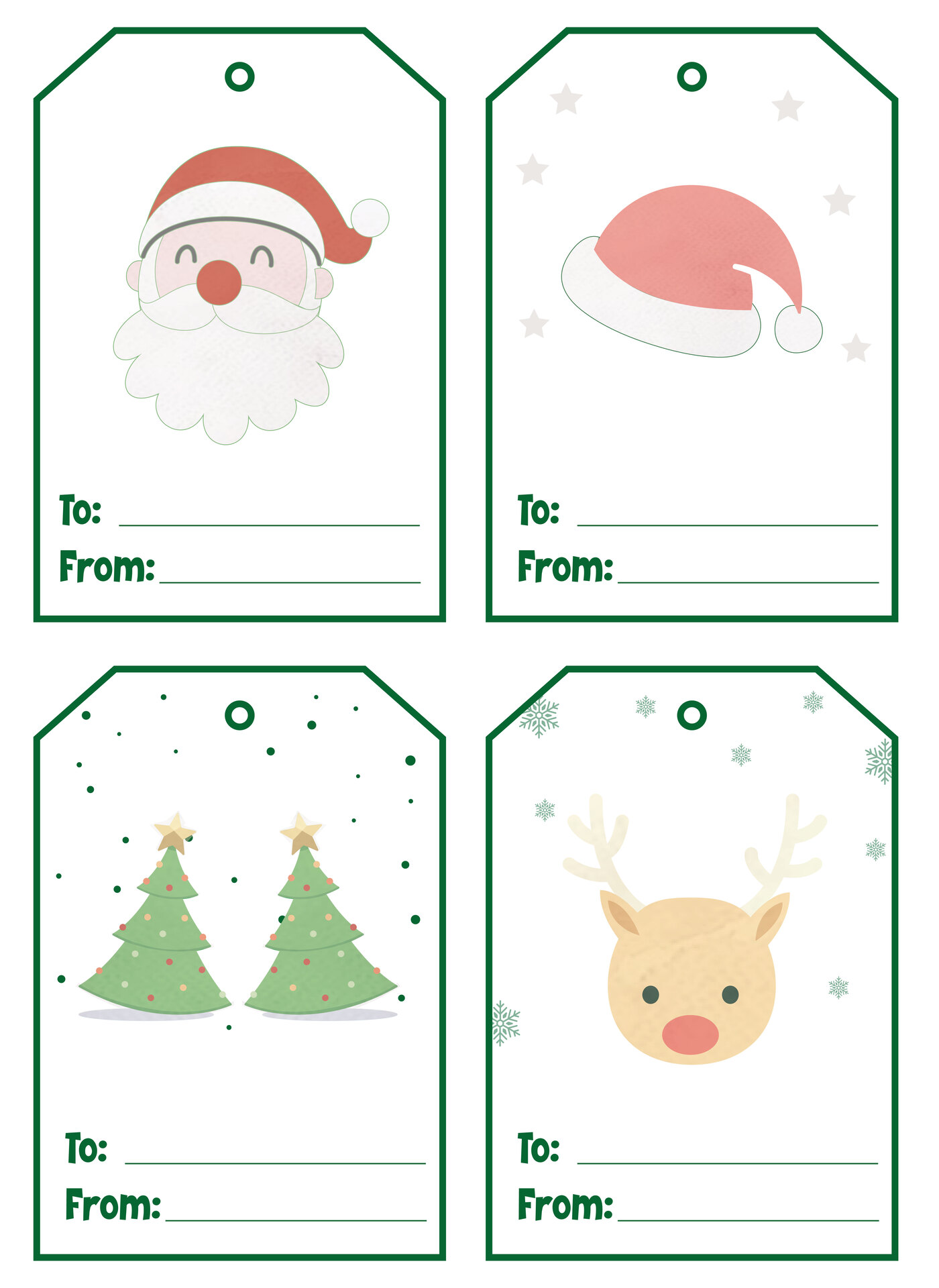 Watercolor Christmas Printable Gift Tags