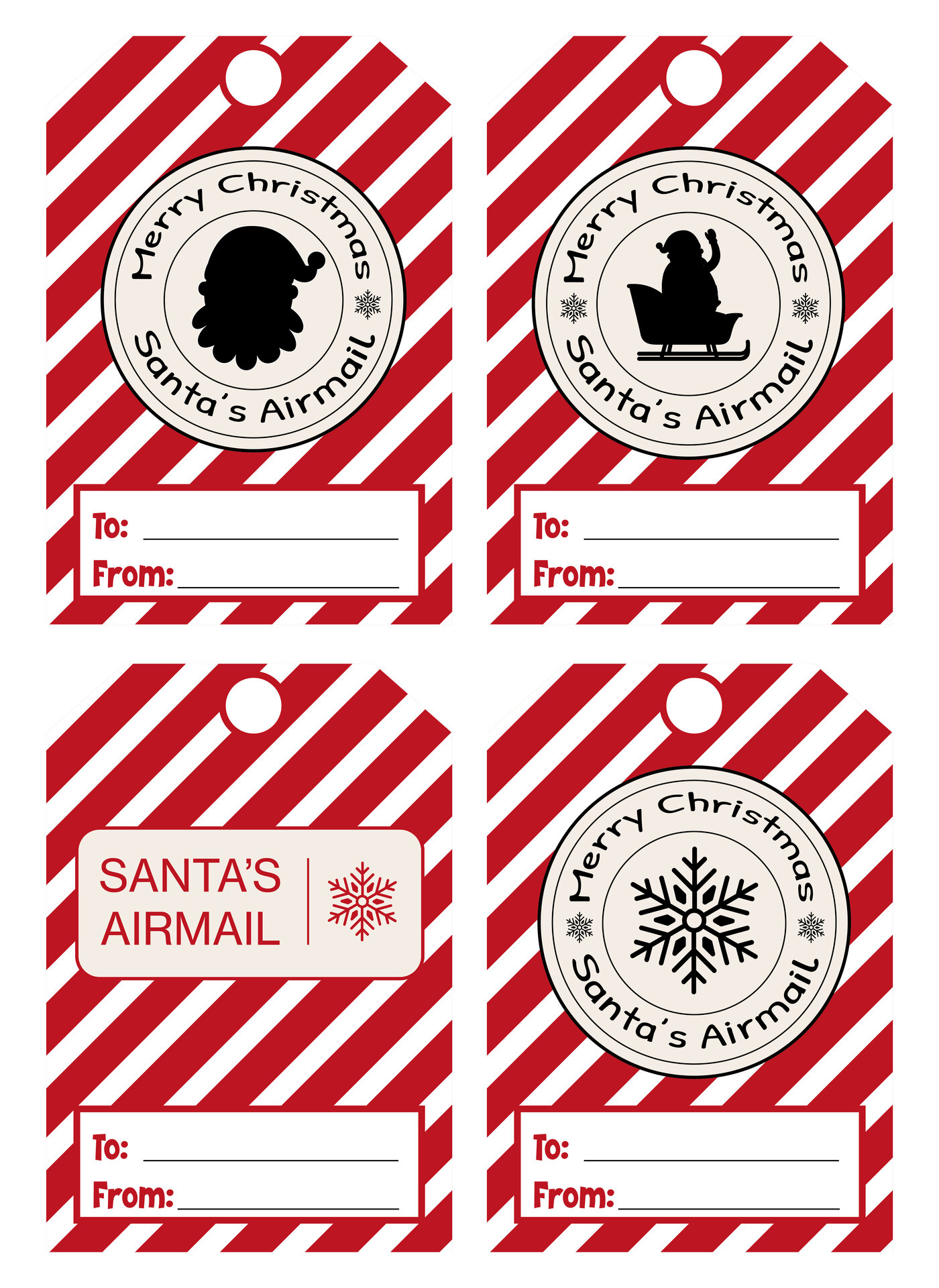 North Pole Santa Christmas Tags for Gifts