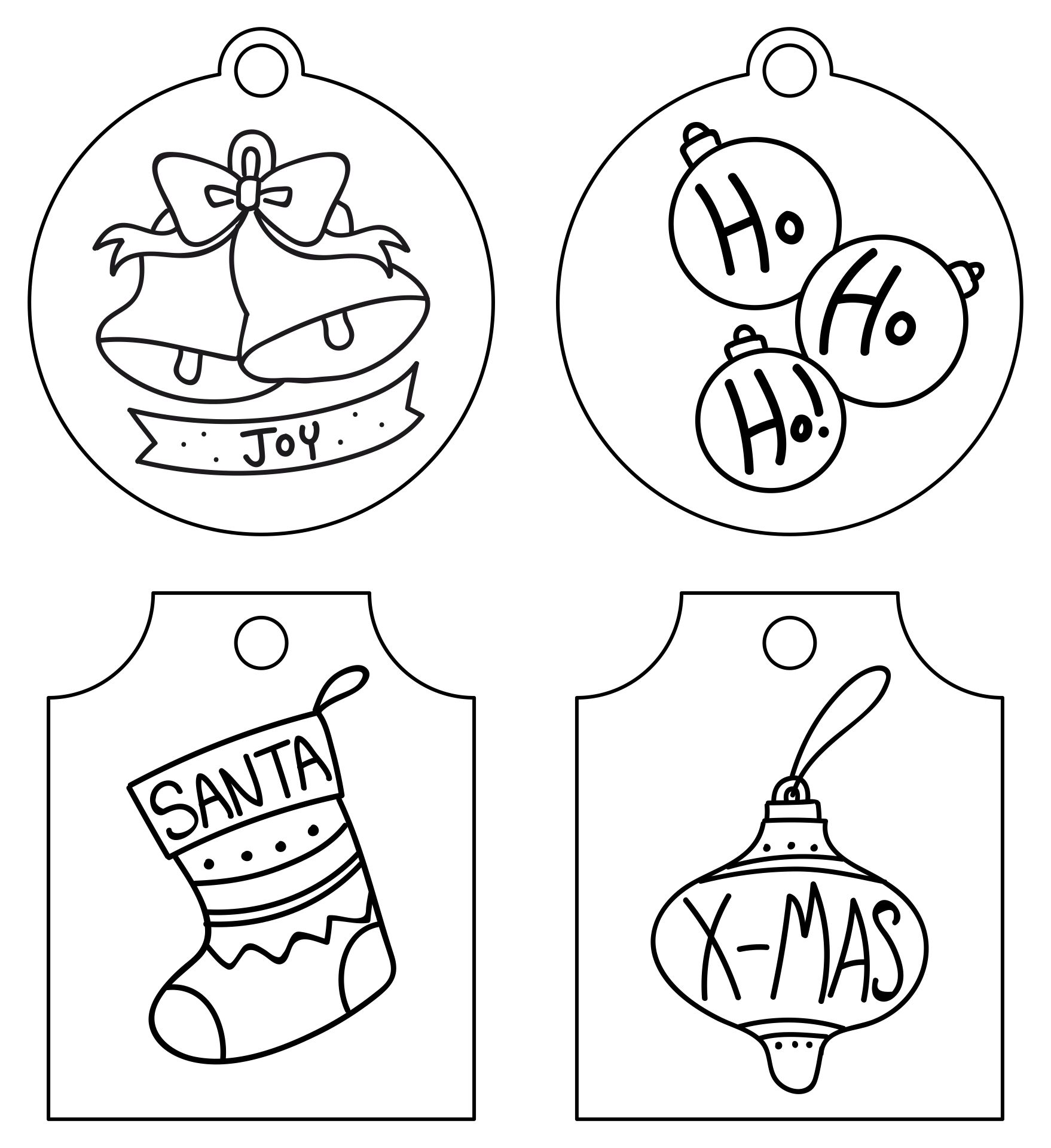 Printable Christmas Gift Tags Black and White Minimalist Design