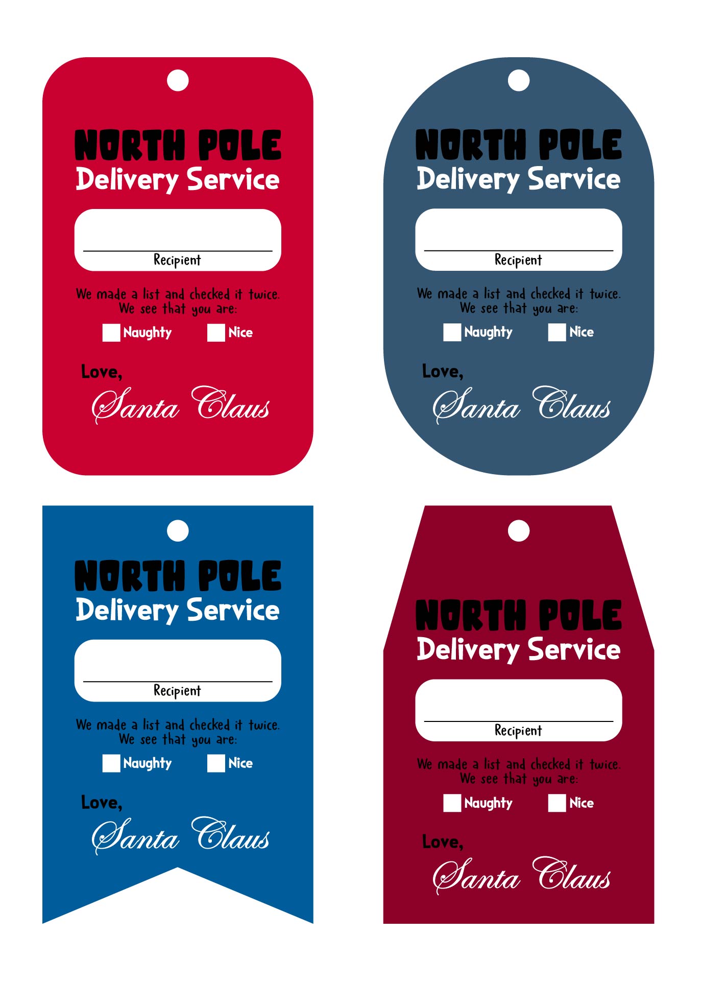 Santas Workshop Printable Gift Tags for Christmas